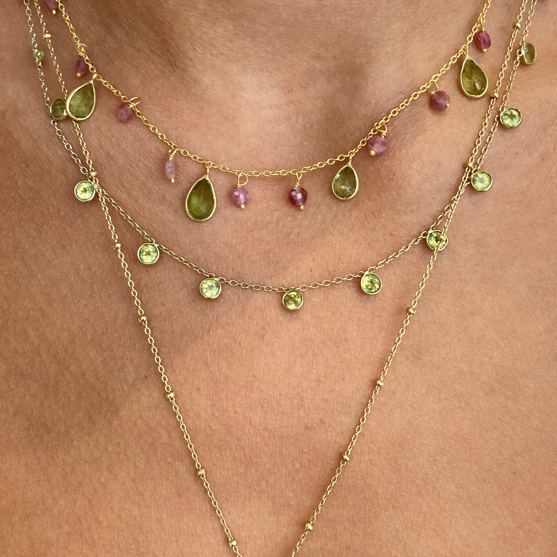 Kiki Necklace in Peridot and Pink Tourmaline