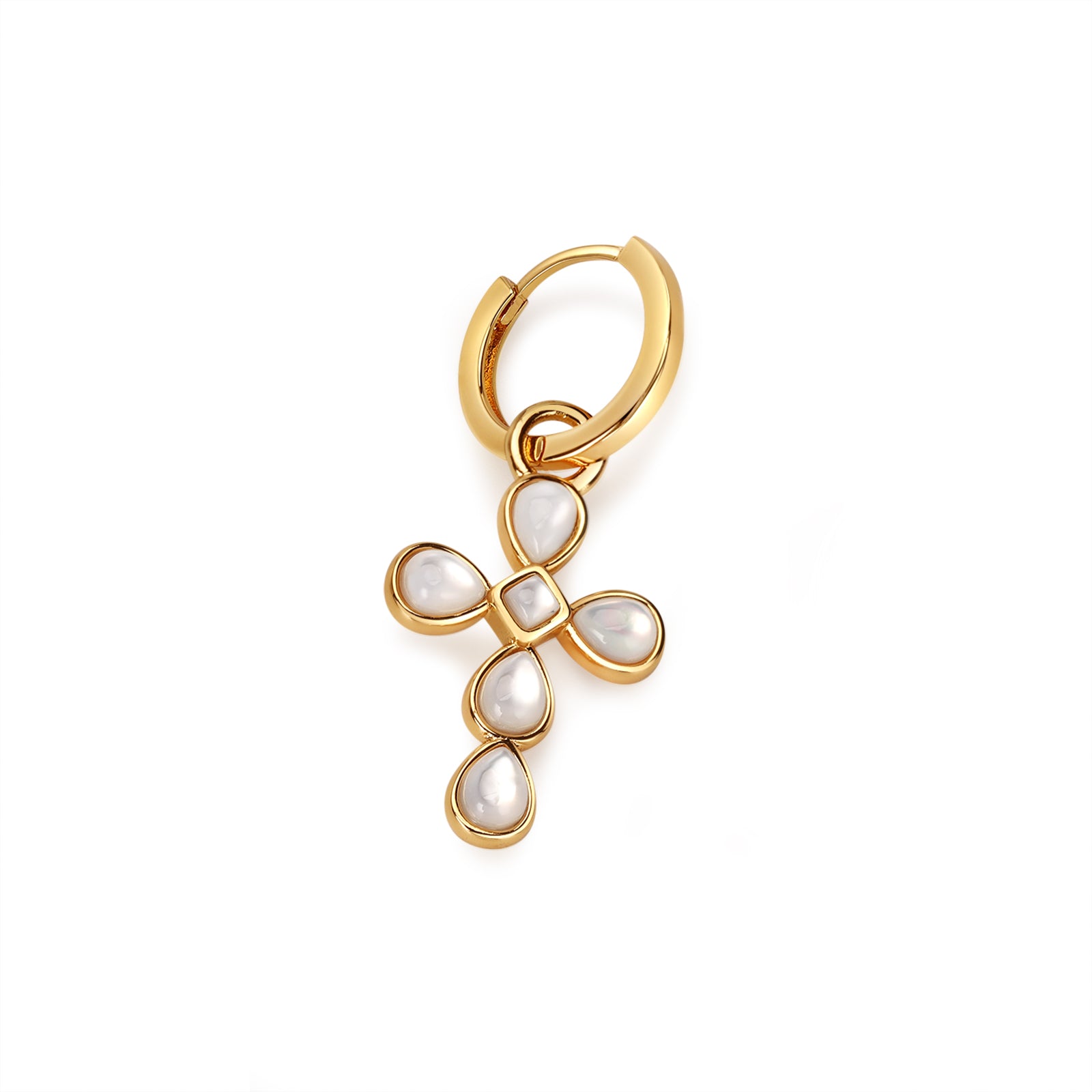 Mother of Pearl Crosses with classic charm hoops