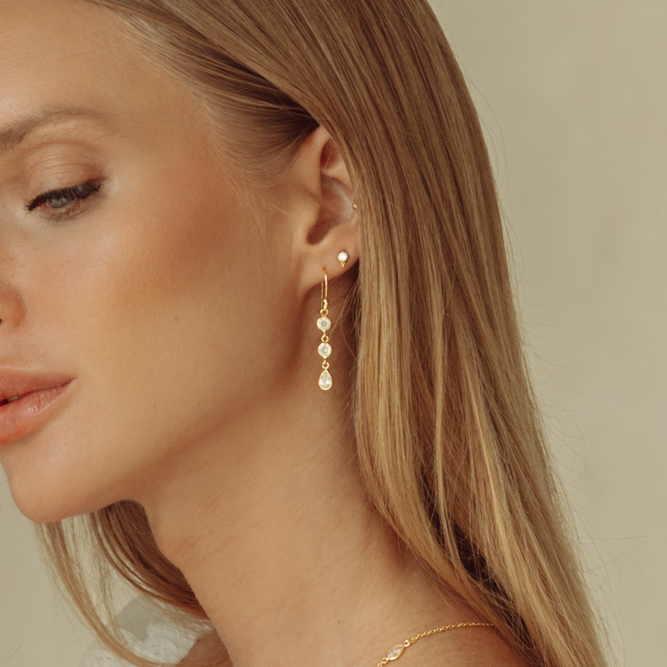 Triple Drop in Gold and Zirconia