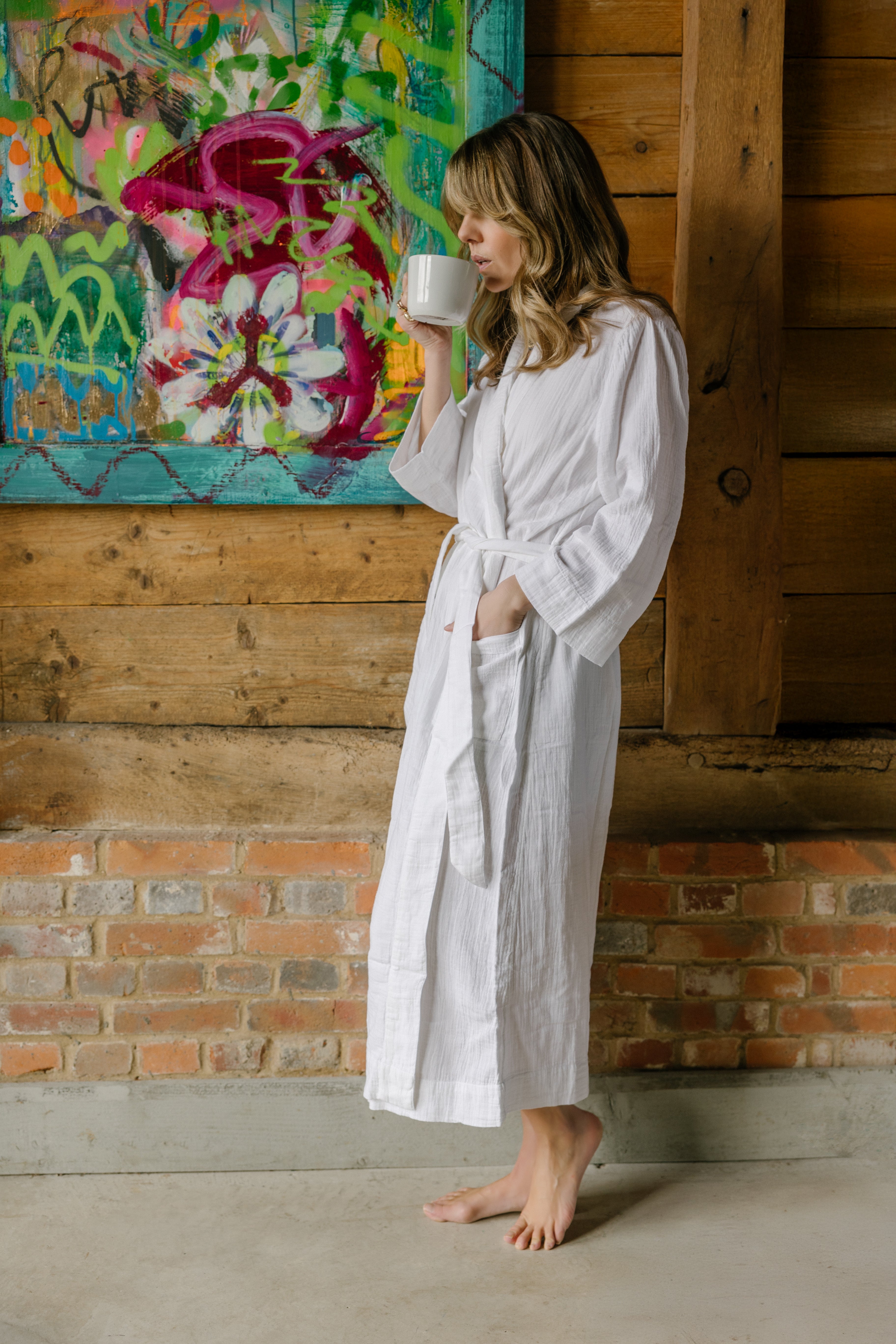 The Classic Belted Robe  - Cotton White