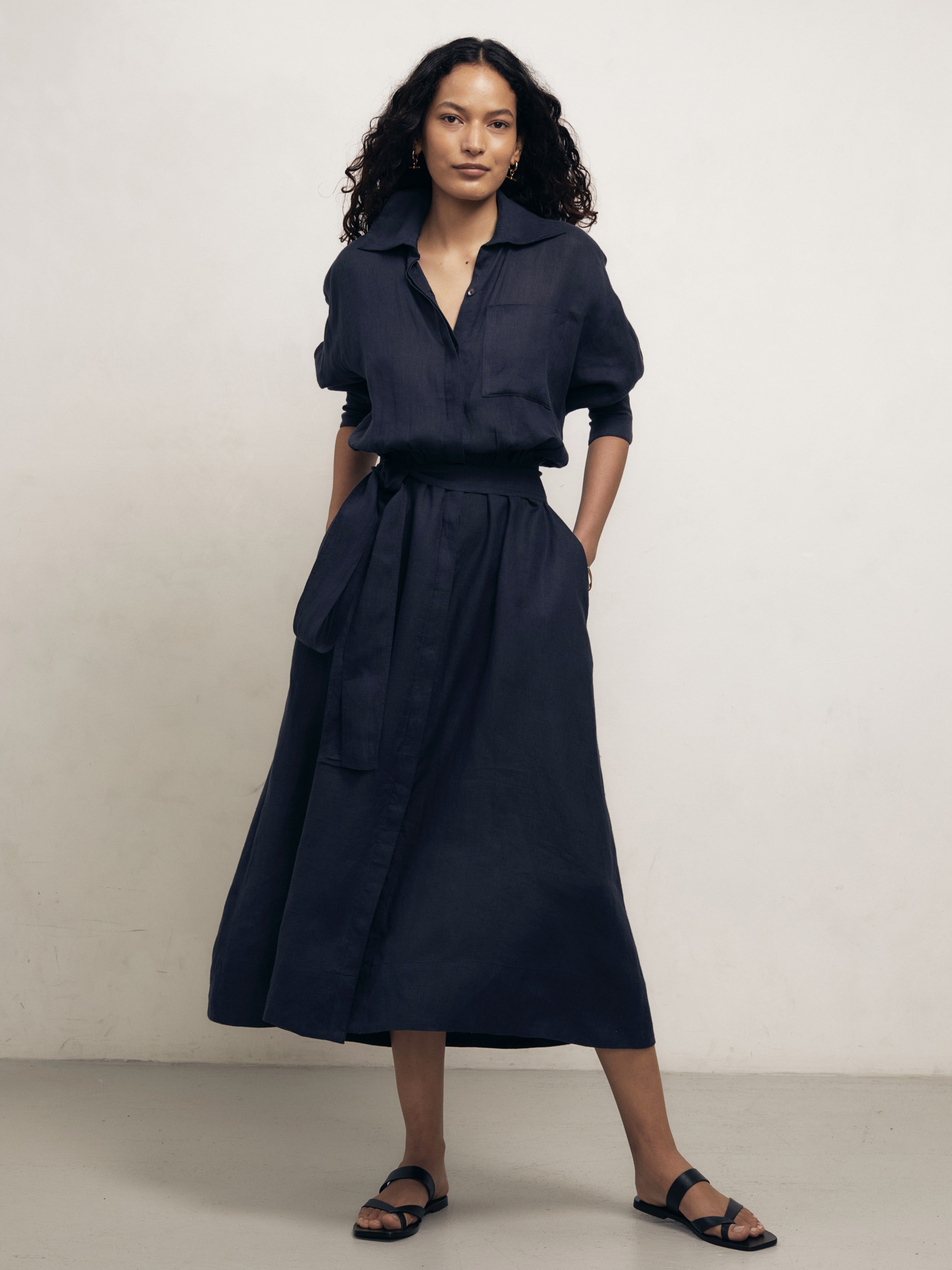 IRA - Midnight Linen Dress