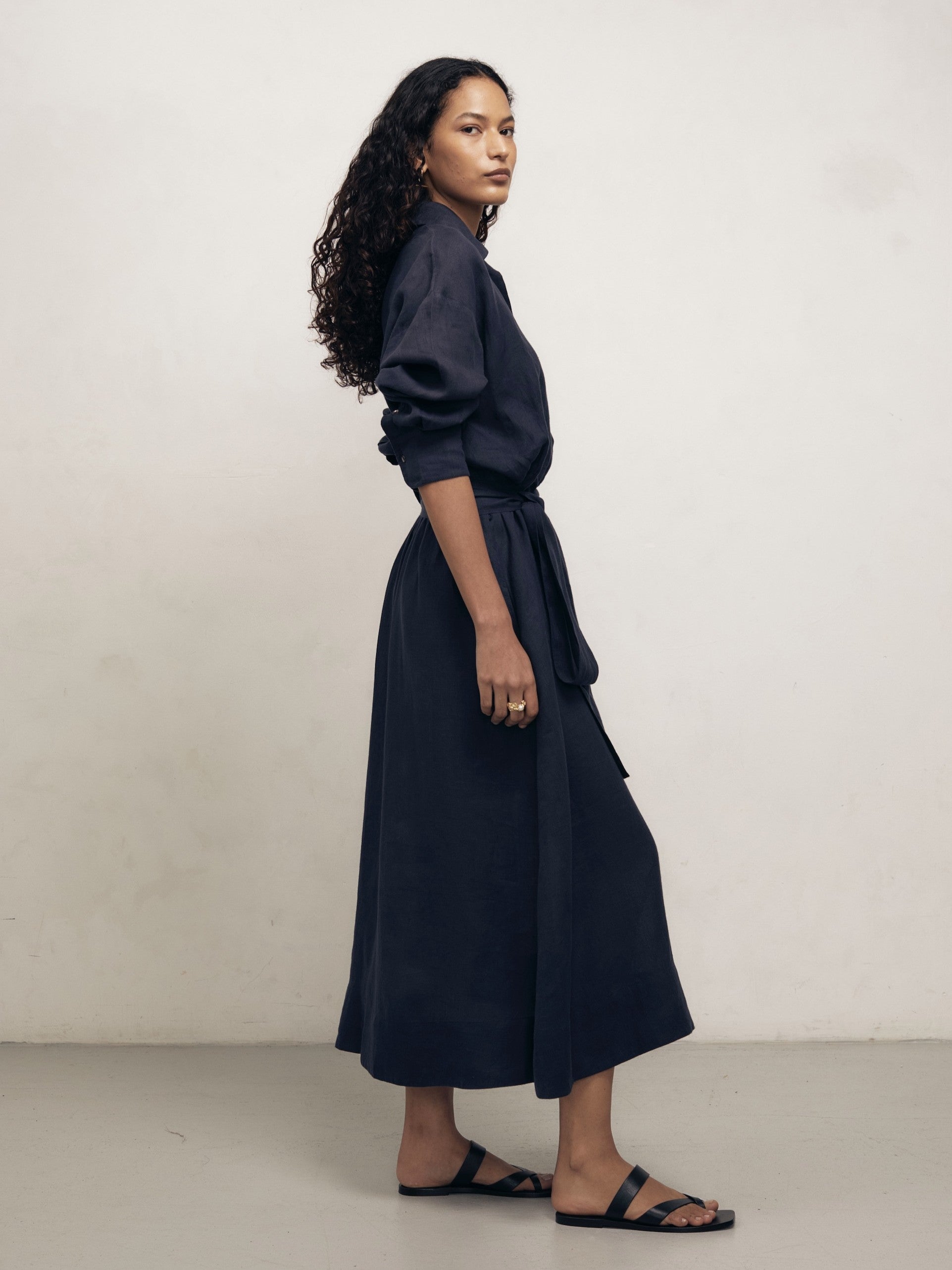 IRA - Midnight Linen Dress