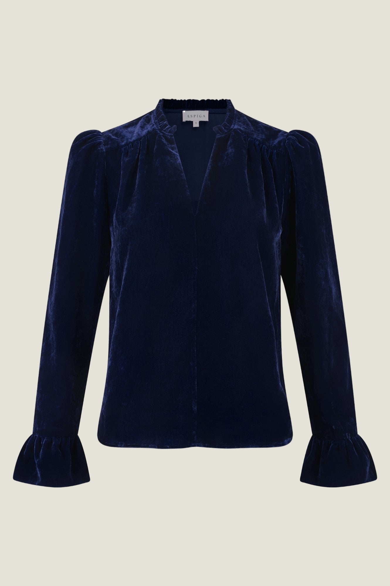 Astrid Velvet V-Neck Top | Navy