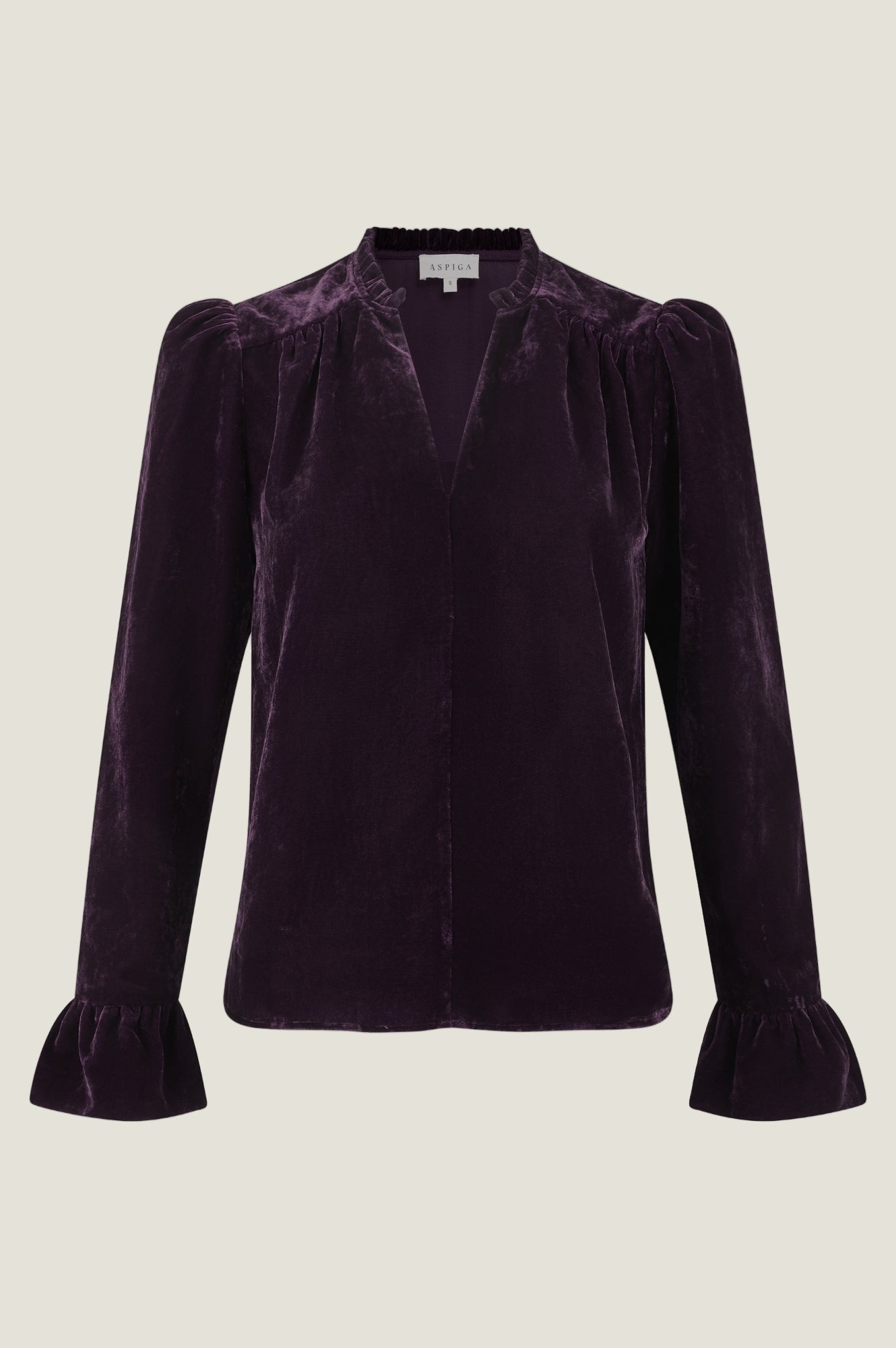 Astrid Velvet V-Neck Top | Aubergine