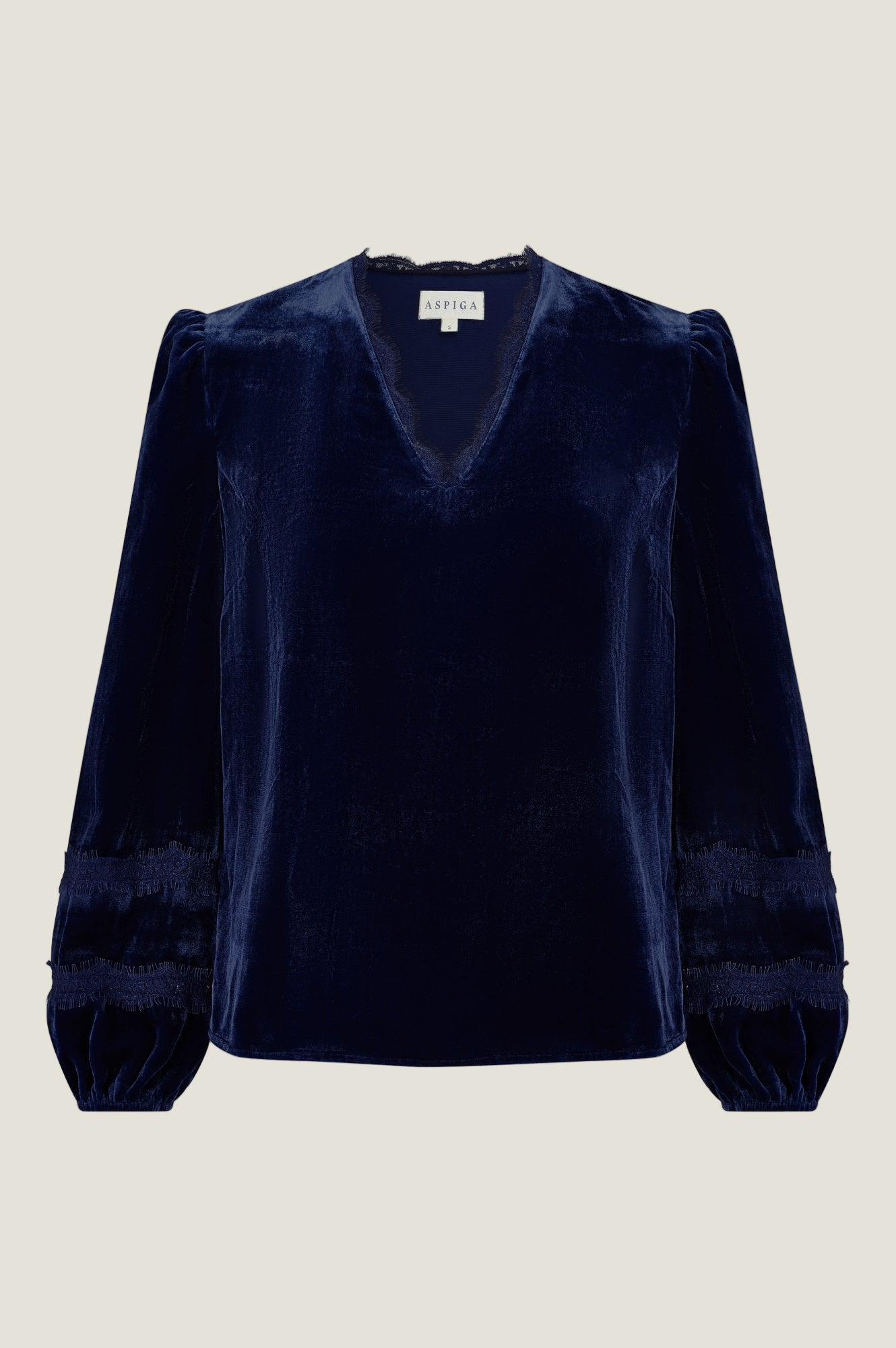 Claudette Velvet Lace Blouse | Navy