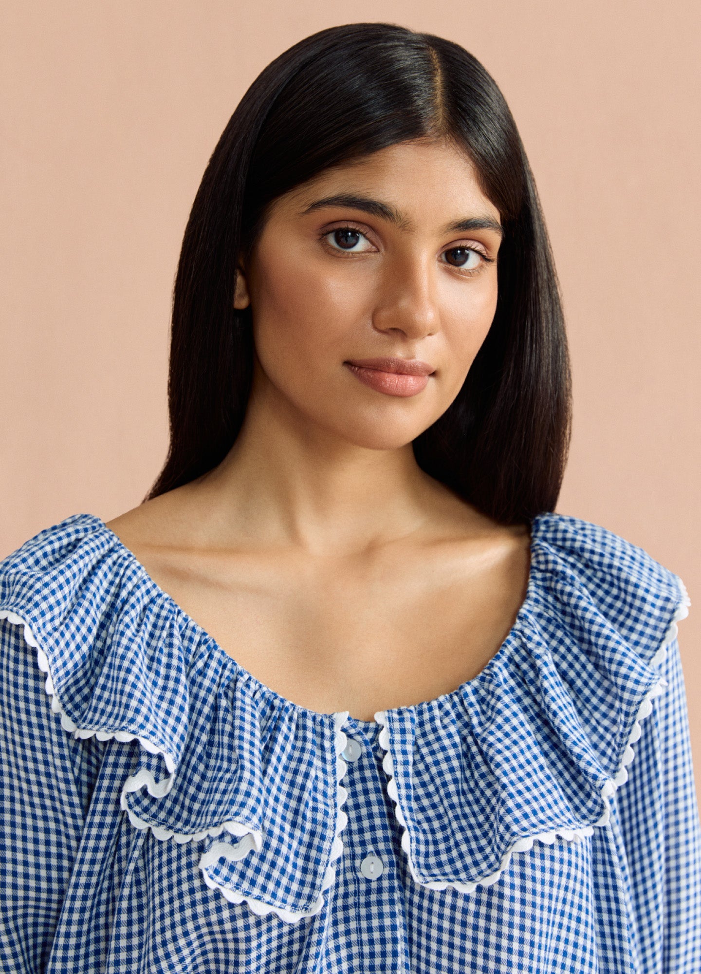 India - Navy Peony Gingham