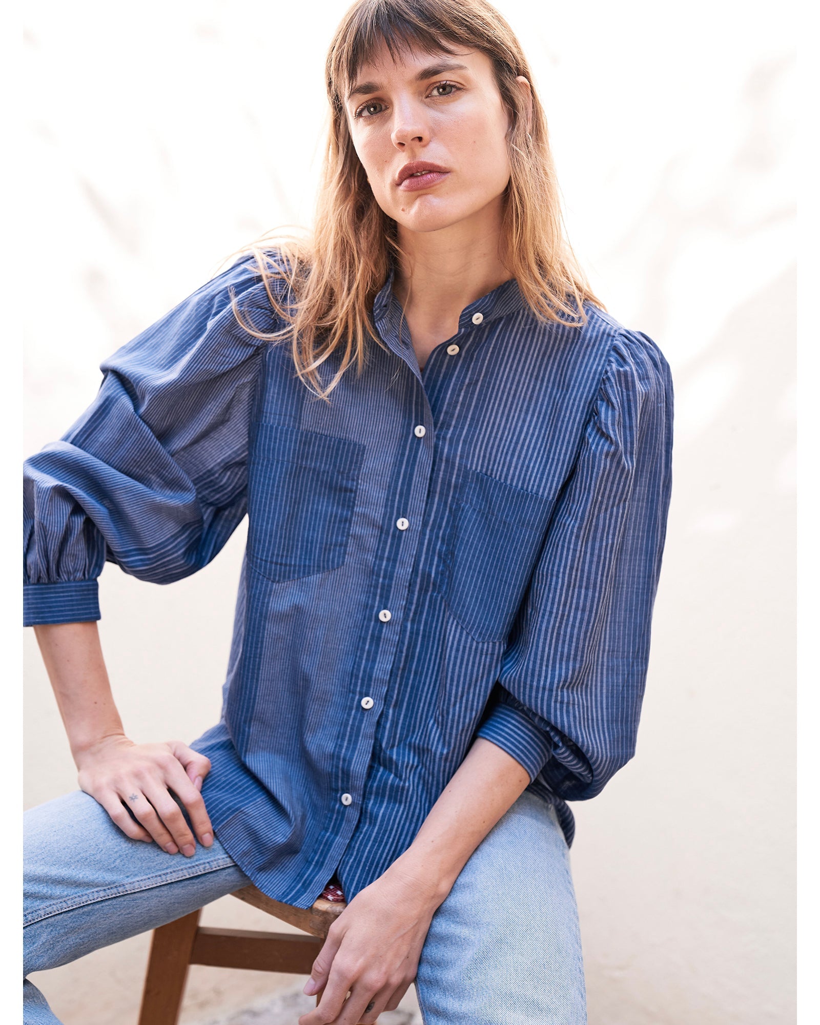 ingrid blouse | indigo stripe