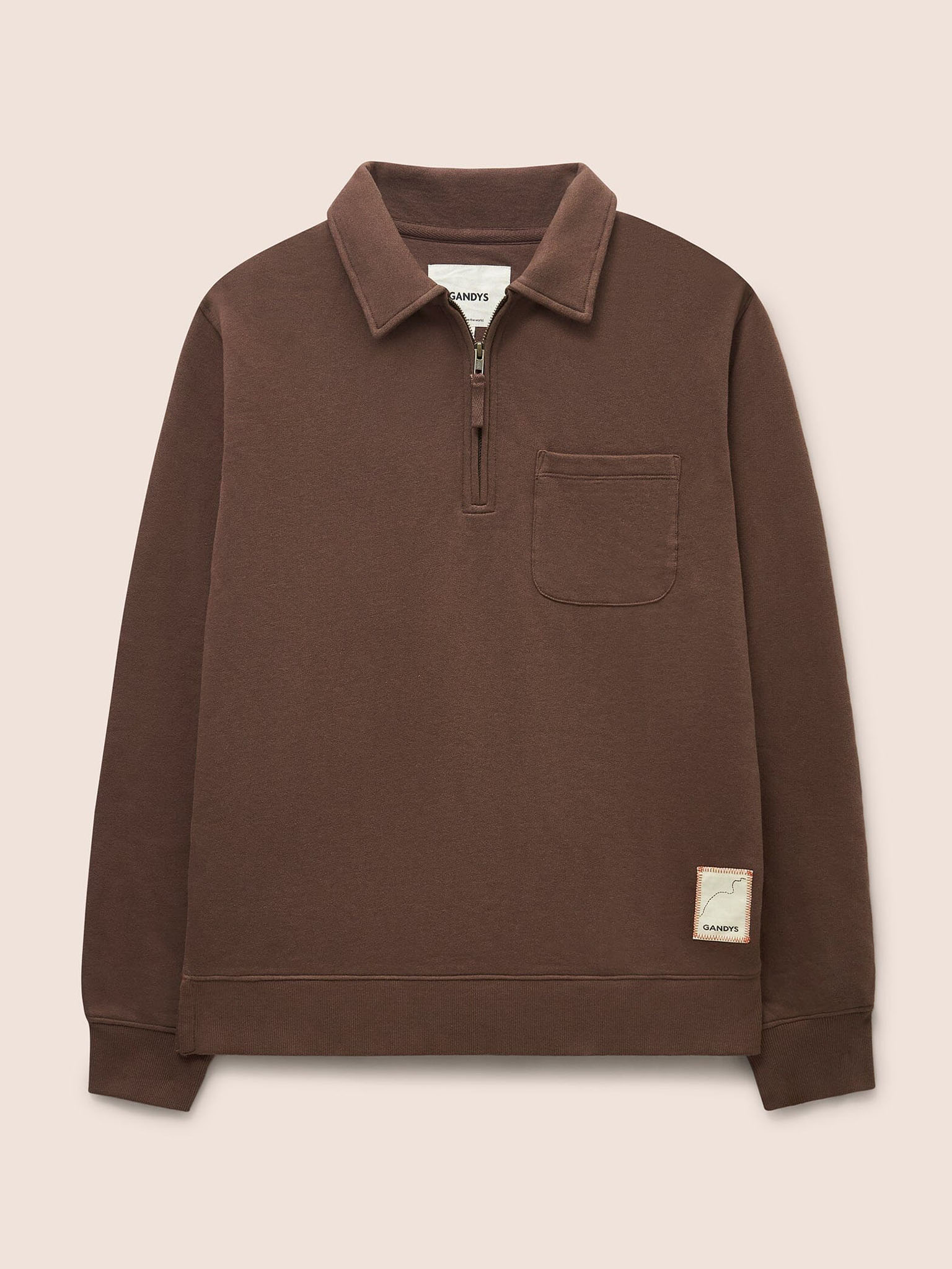 Java Organic Cotton 1/4 Zip Sweater in Brown