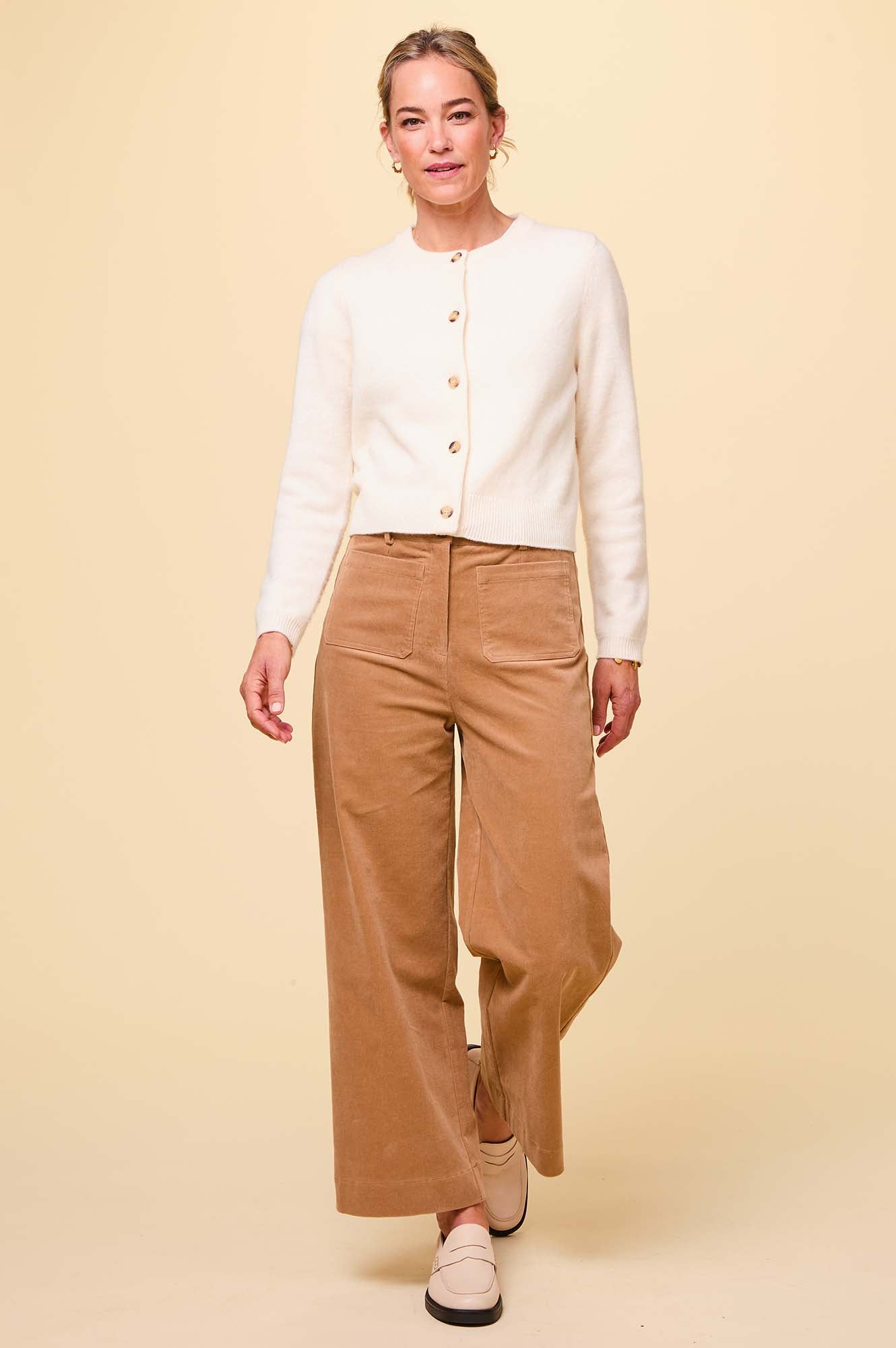 Kendal Cropped Stretch Corduroy Trouser - Camel