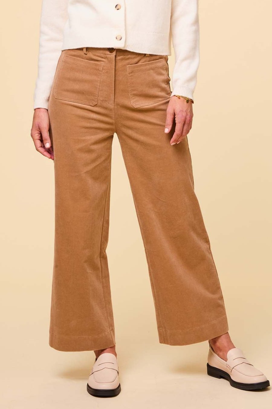 Kendal Cropped Stretch Corduroy Trouser - Camel