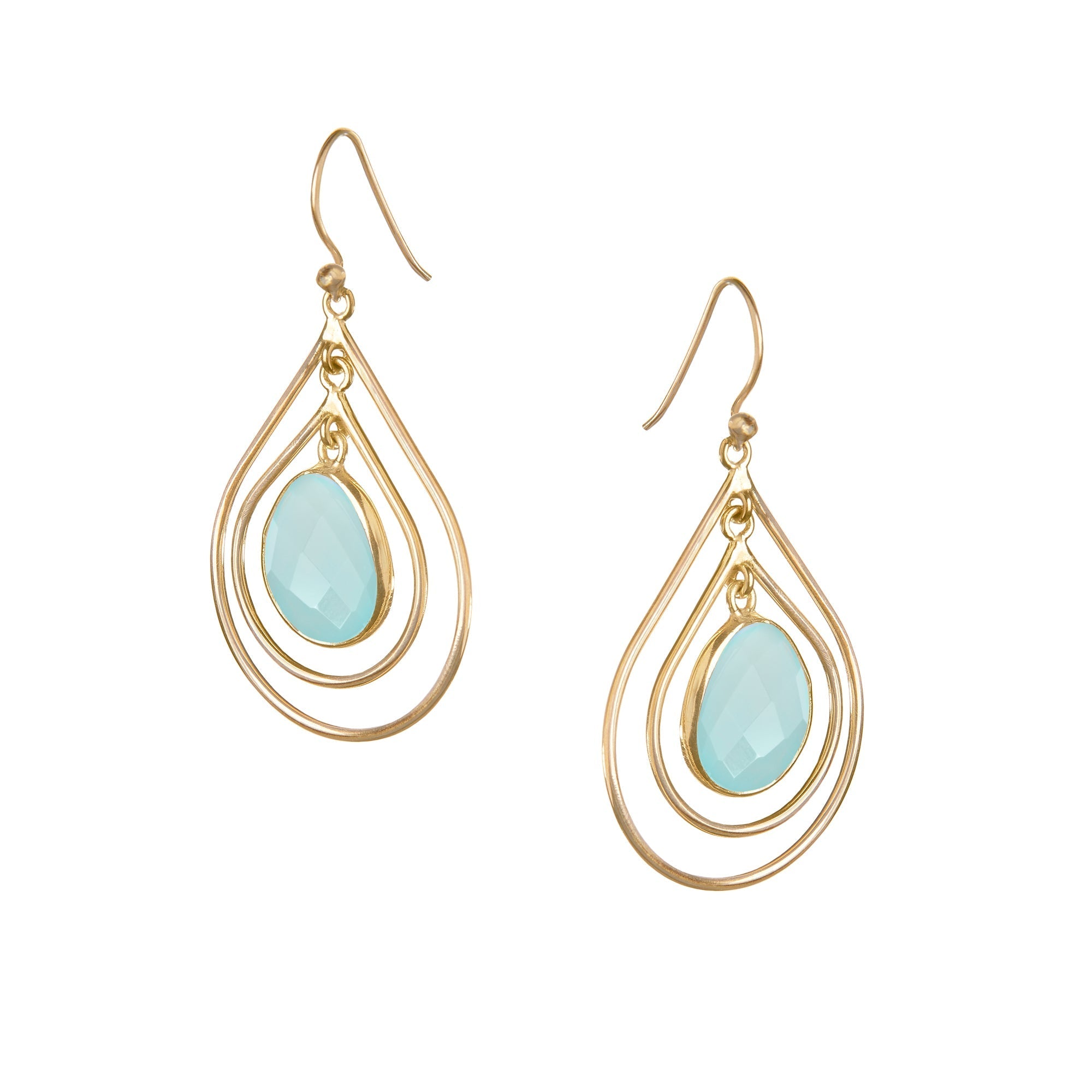 Lolita Earring in Gold with Aqua Chalcedony