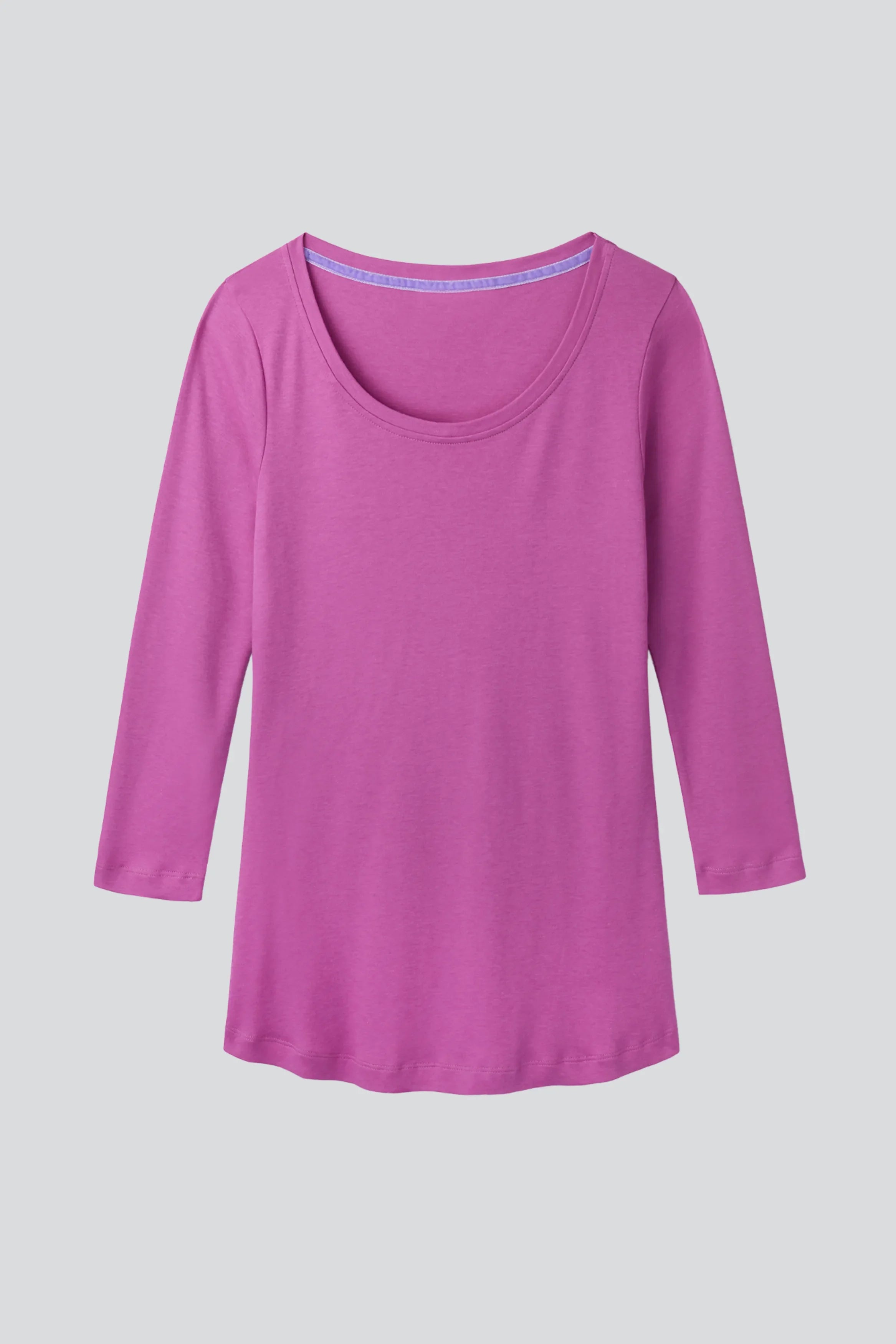 3/4 Sleeve Scoop Neck Cotton Modal Blend T-Shirt