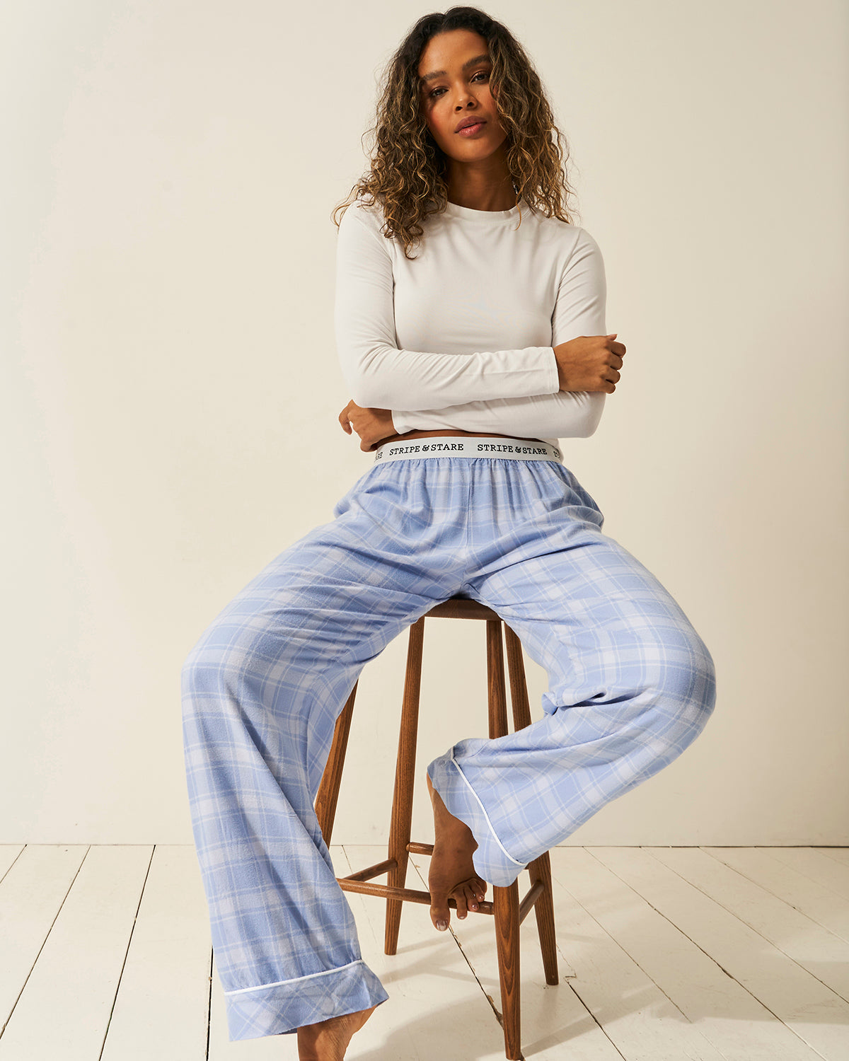 Soft Brushed Woven Pyjama Bottoms - Blue Check