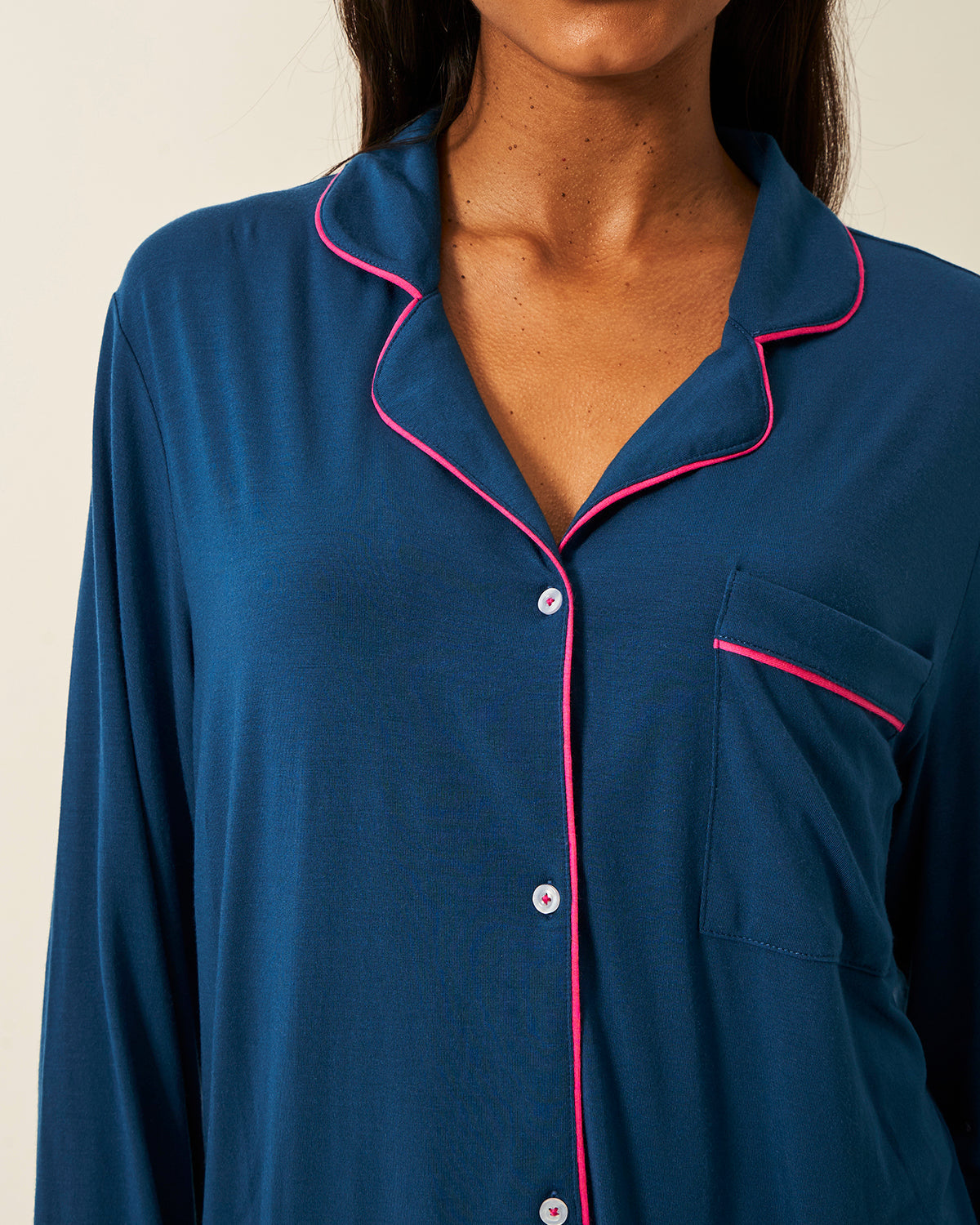 Long Pyjama Set - Midnight and Raspberry