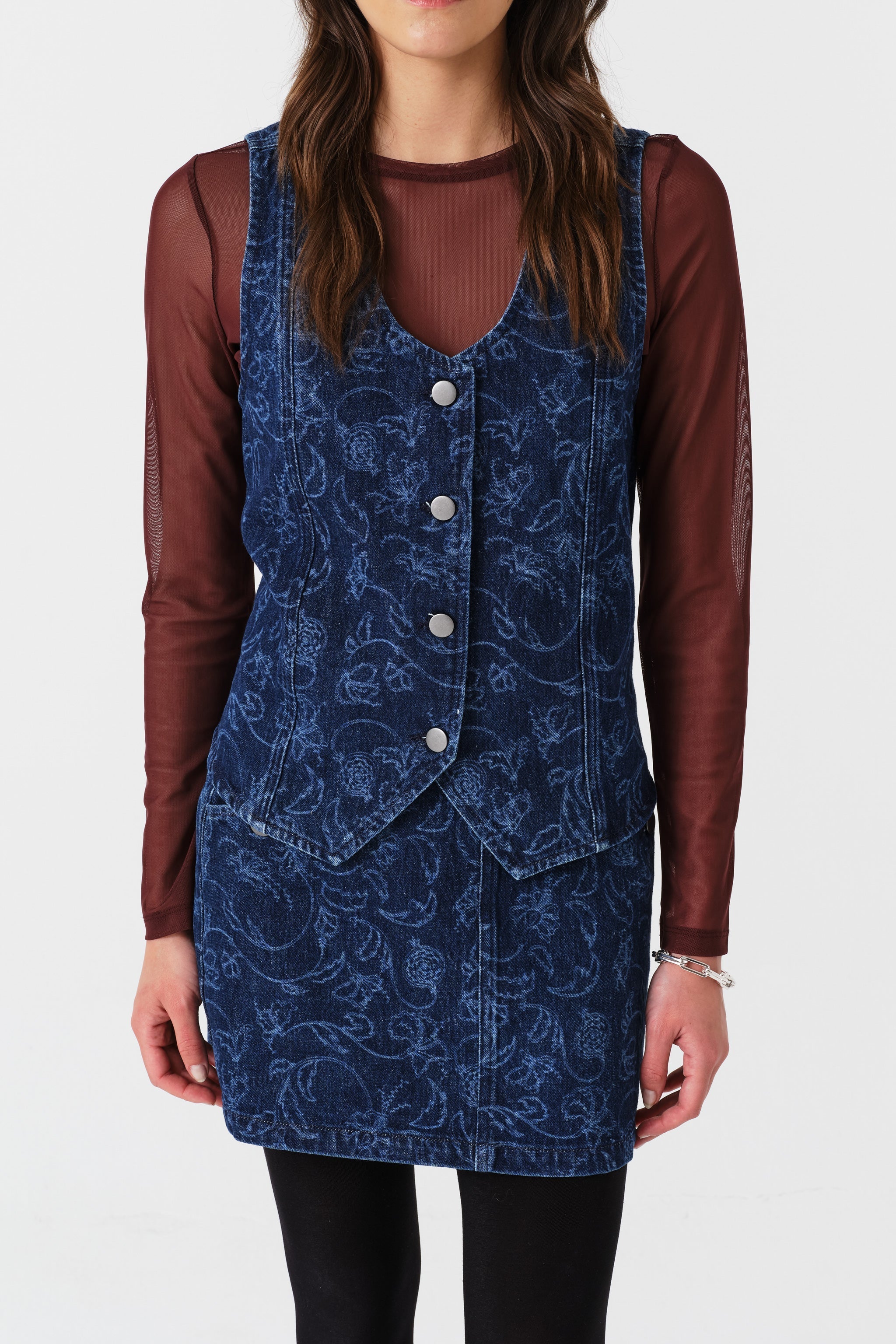 Kiki Denim Vest in Baroque Nightfall