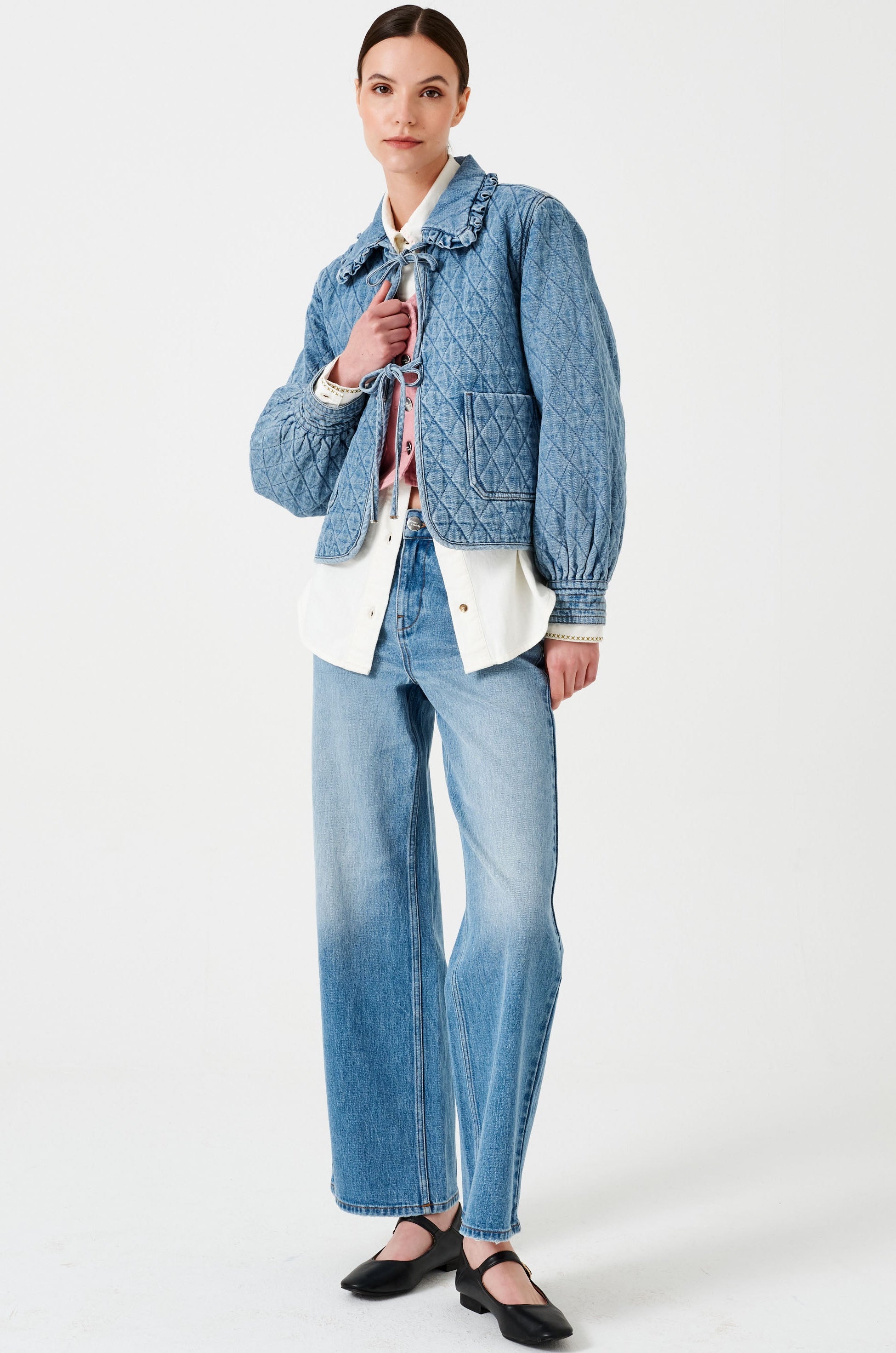 Heidi Quilted Denim Jacket in Rodeo