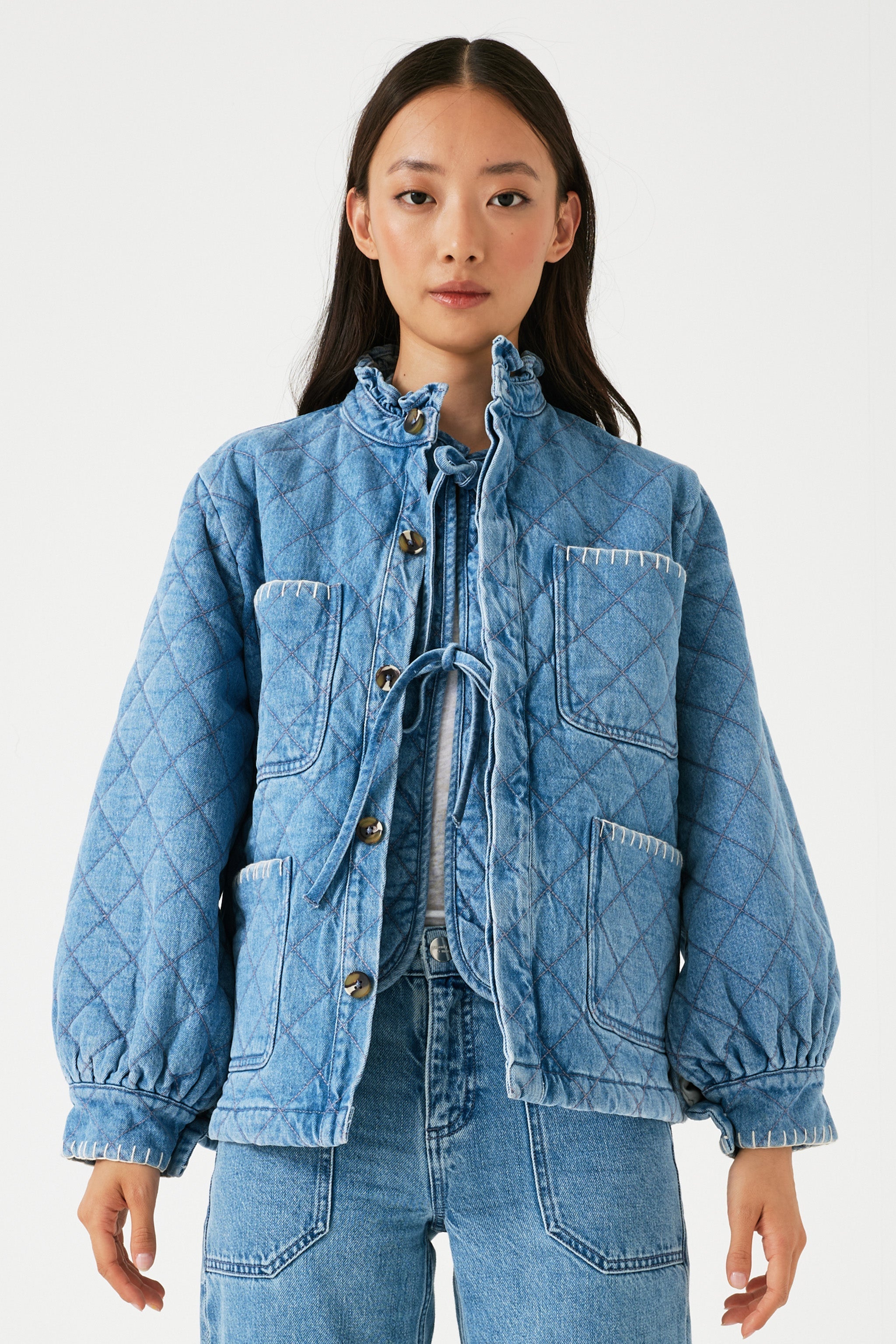 Pablo Quilted Denim Jacket in Rodeo