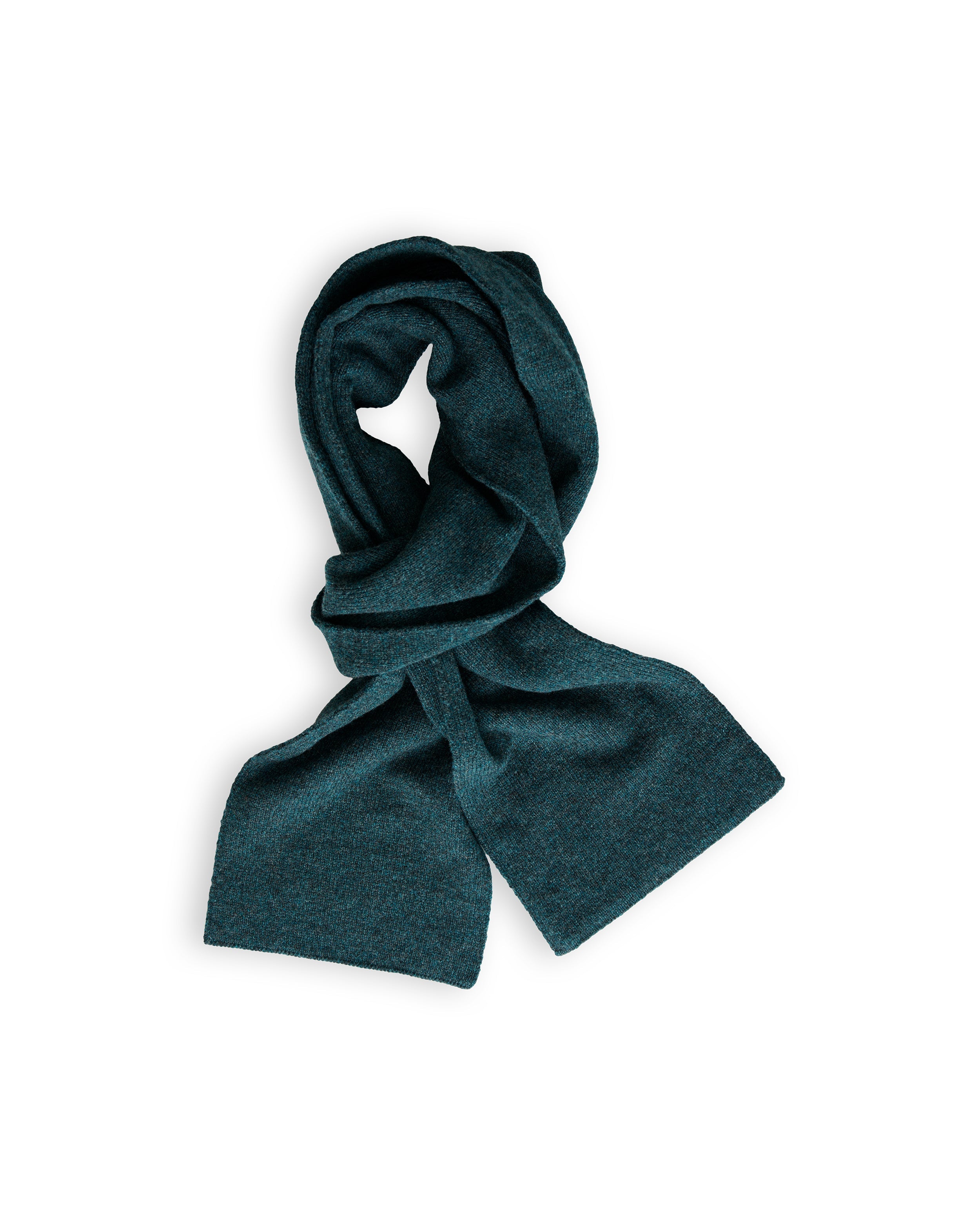 Merino Lambswool Scarf - Petrol Green (Knitted-to-Order)