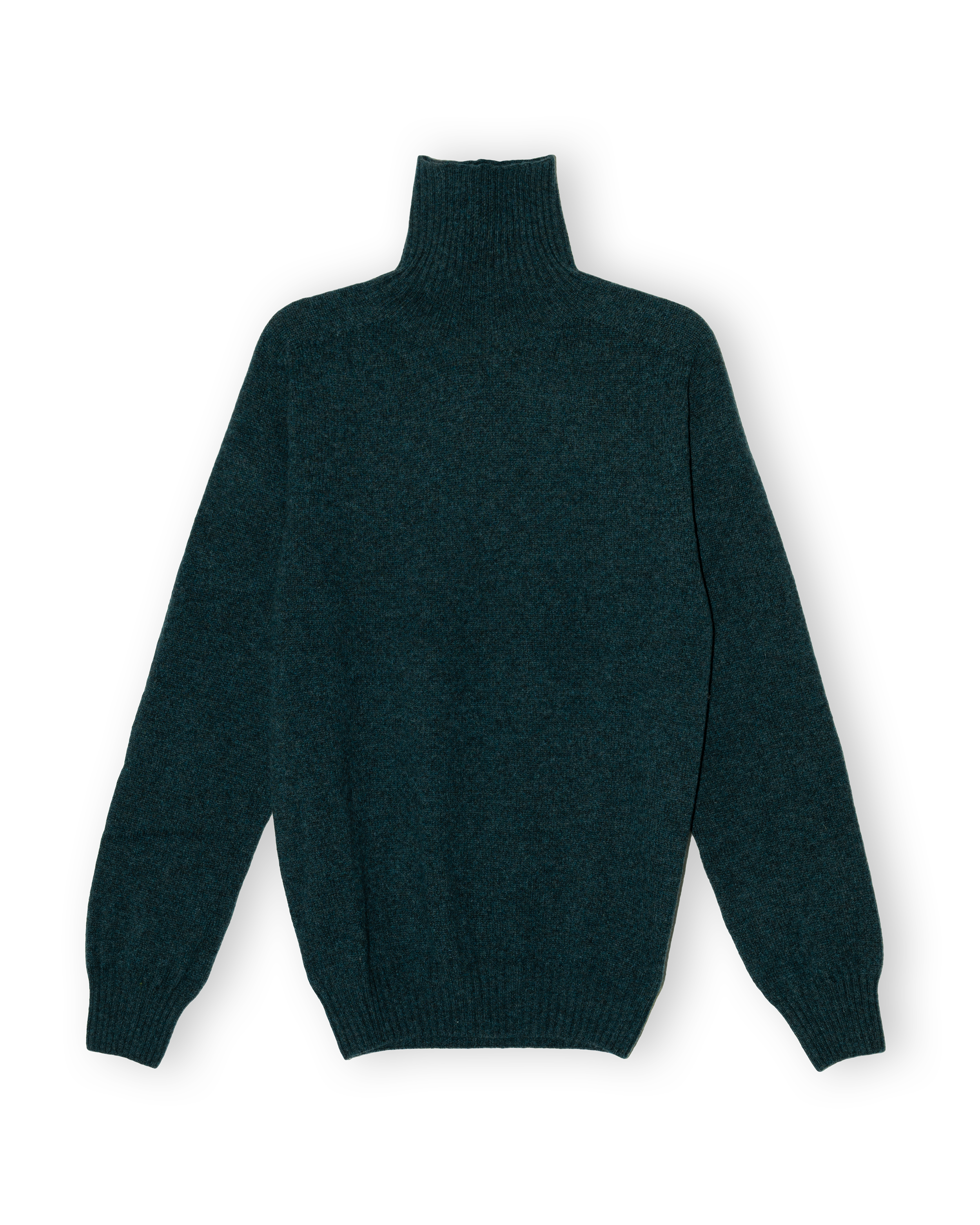 Merino Lambswool Roll Neck - Petrol Green (Knitted-to-Order)