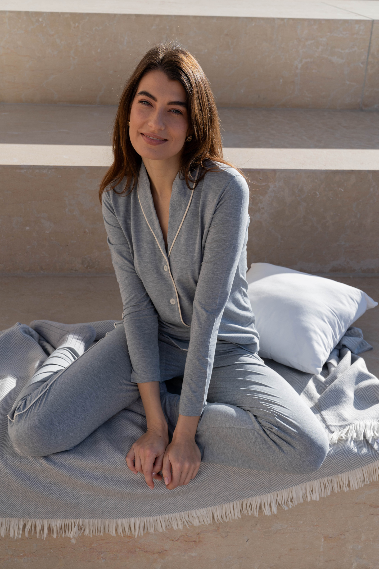 Shawl Collared Pyjama Set