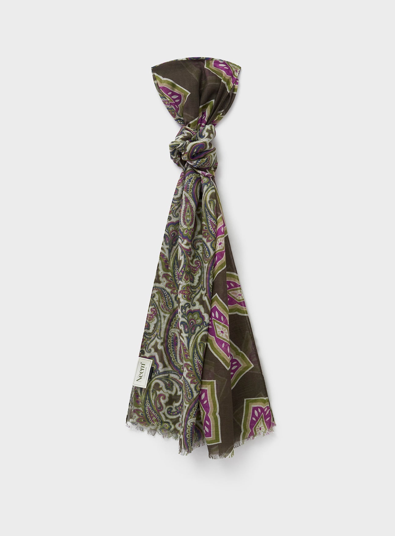 Cotton & Cashmere Wool Medallion Hazel Neck Scarf
