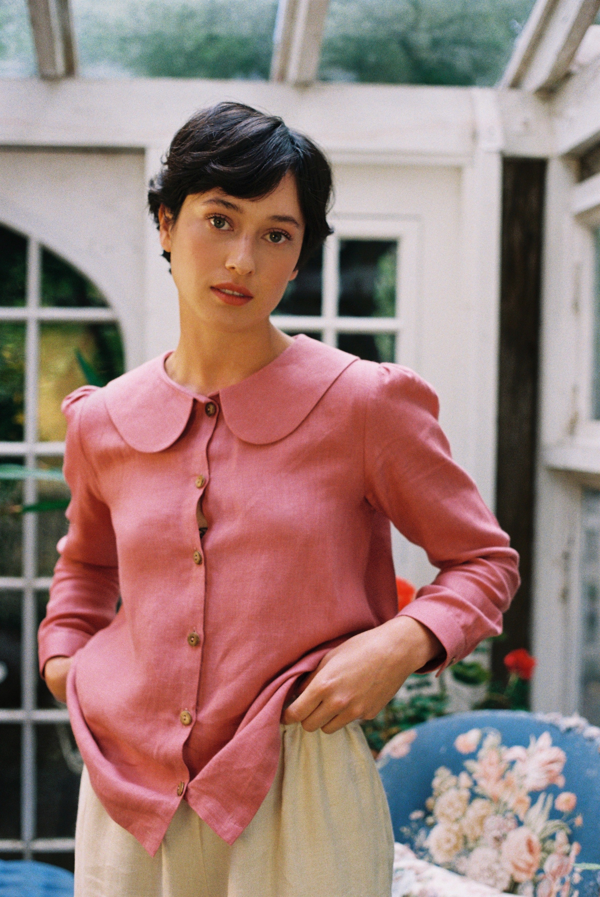 Claudine Linen Blouse  - Berry