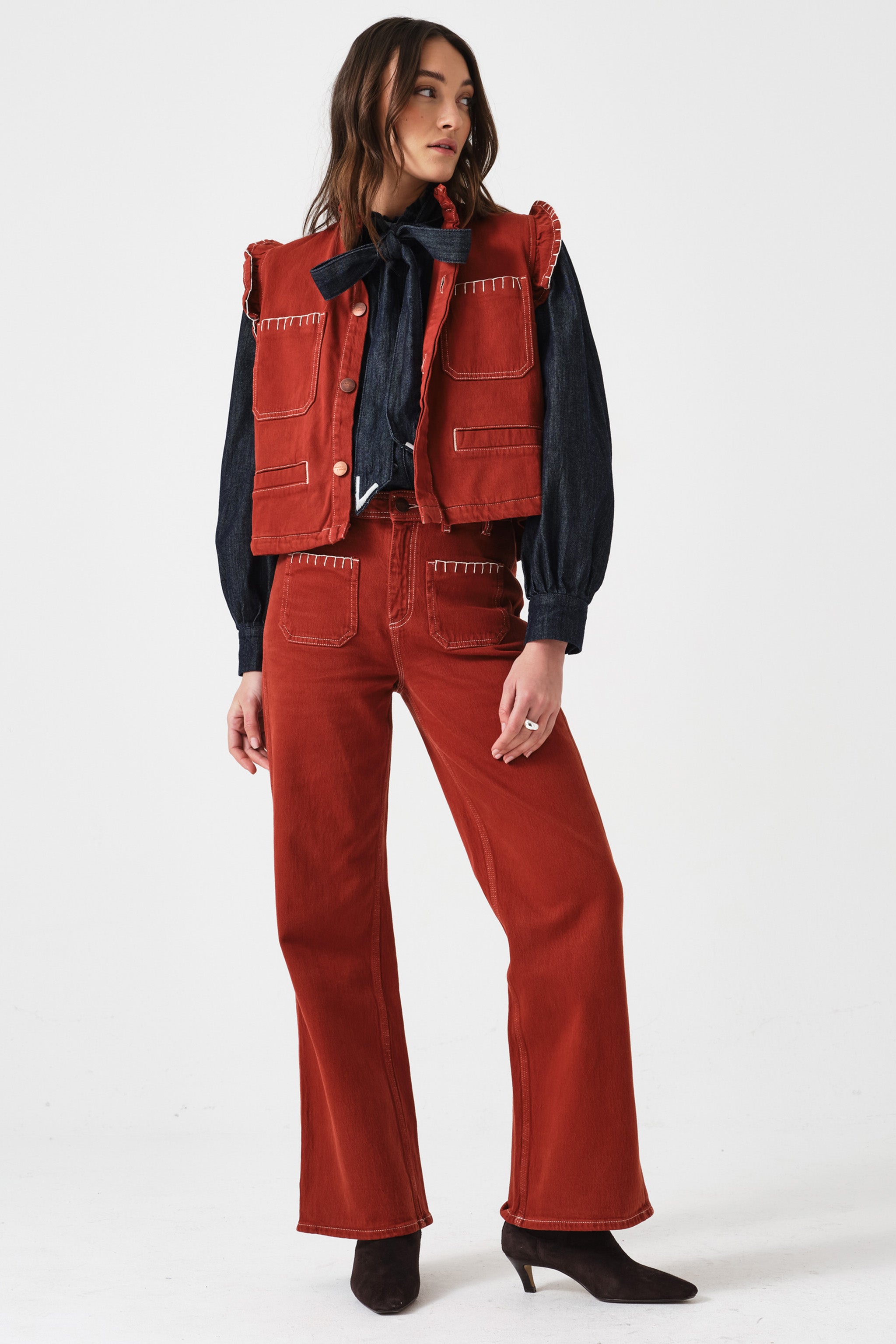 Mabel Jean Patch Pocket in Dark Rust