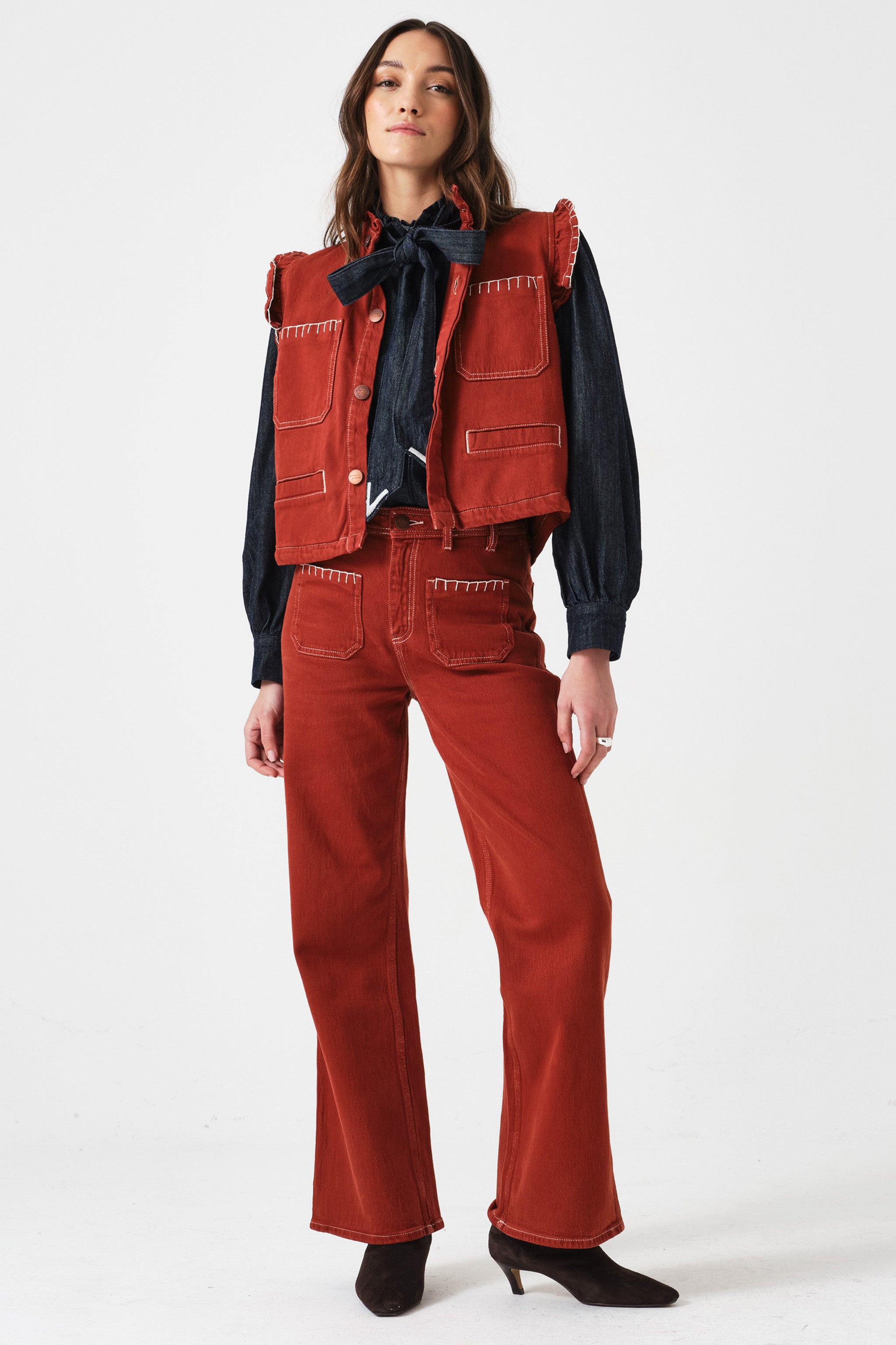 Mabel Jean Patch Pocket in Dark Rust