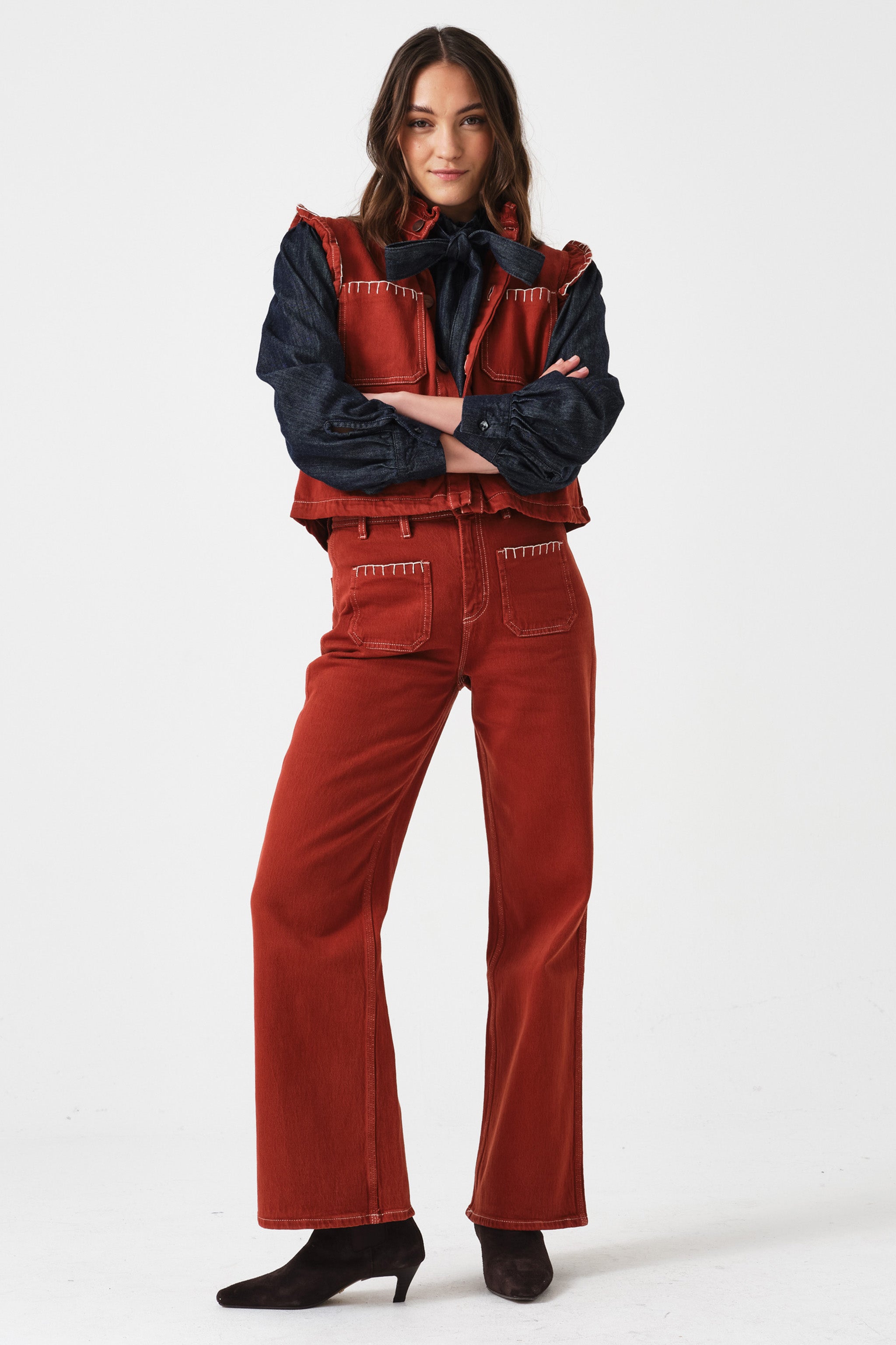 Mabel Jean Patch Pocket in Dark Rust