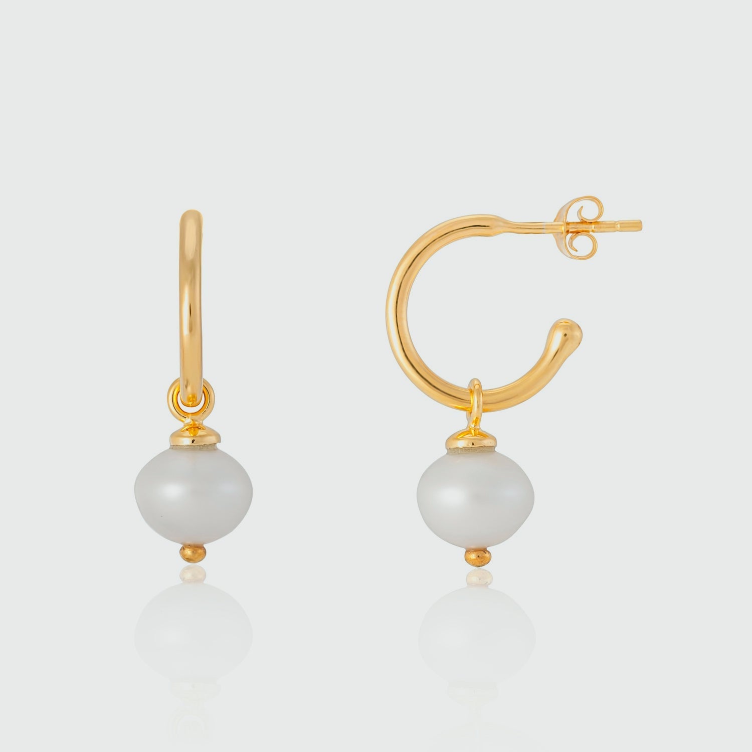 Manhattan Gold and Freshwater Pearl Interchangeable Hoop Earrings