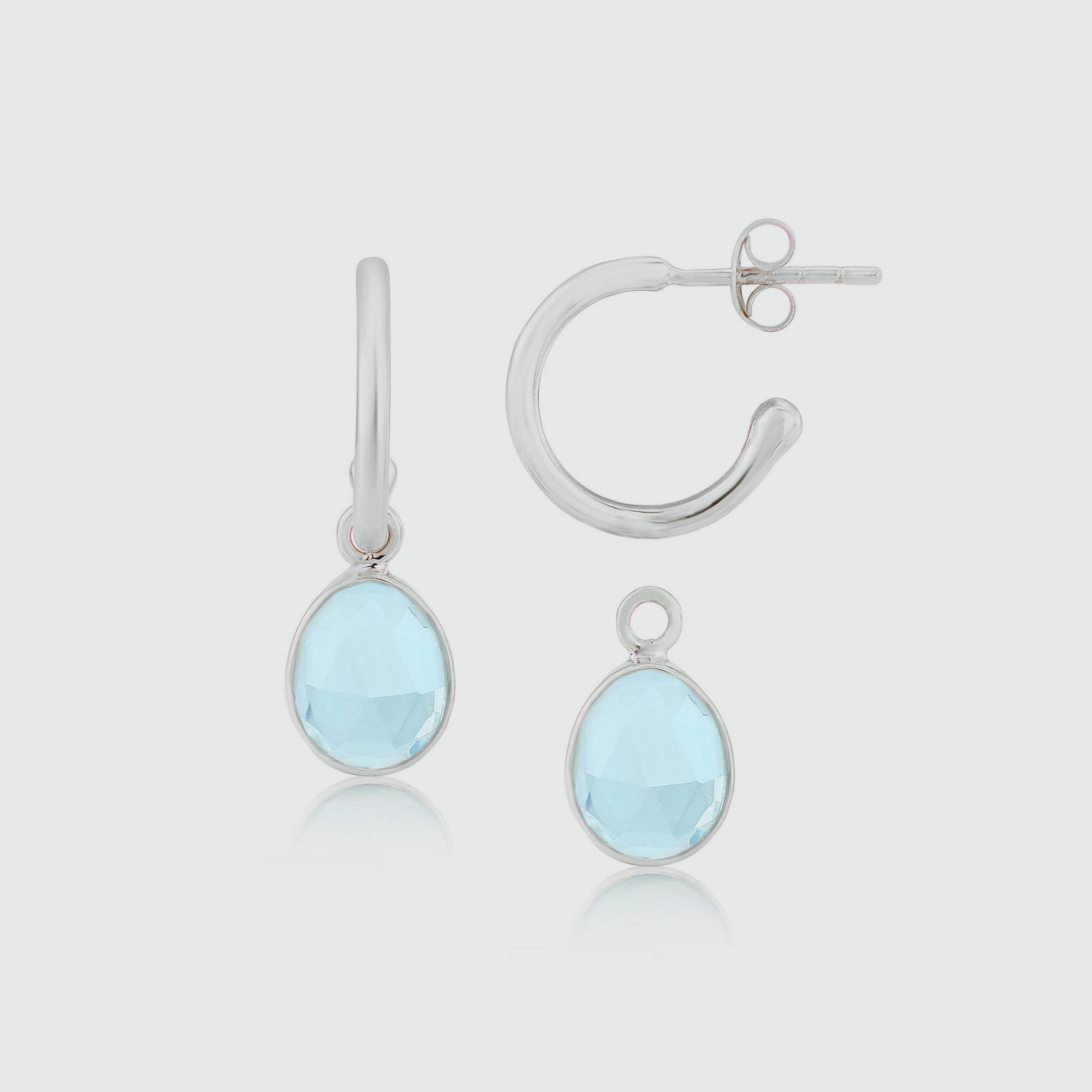 Manhattan Silver and Blue Topaz Interchangeable Gemstone Earrings