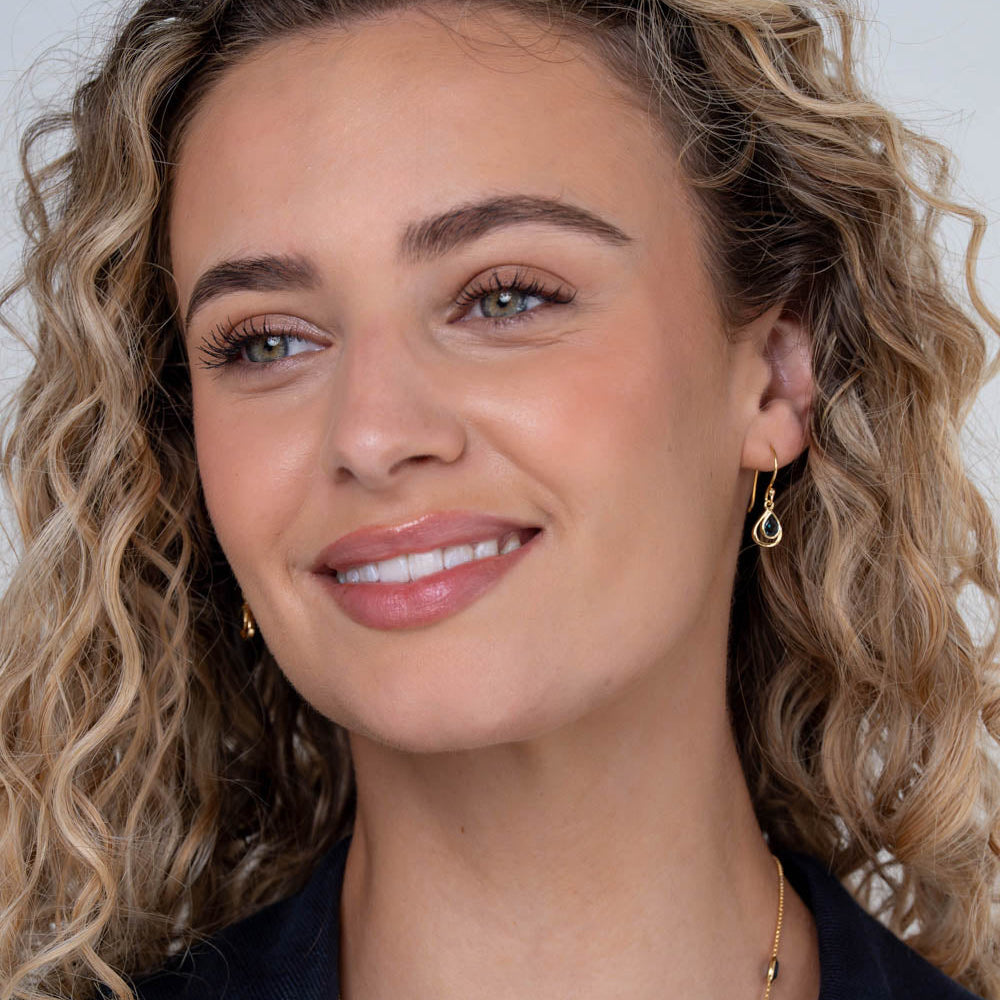 Lucky Clover Drop Earrings in Gold With London Blue Topaz