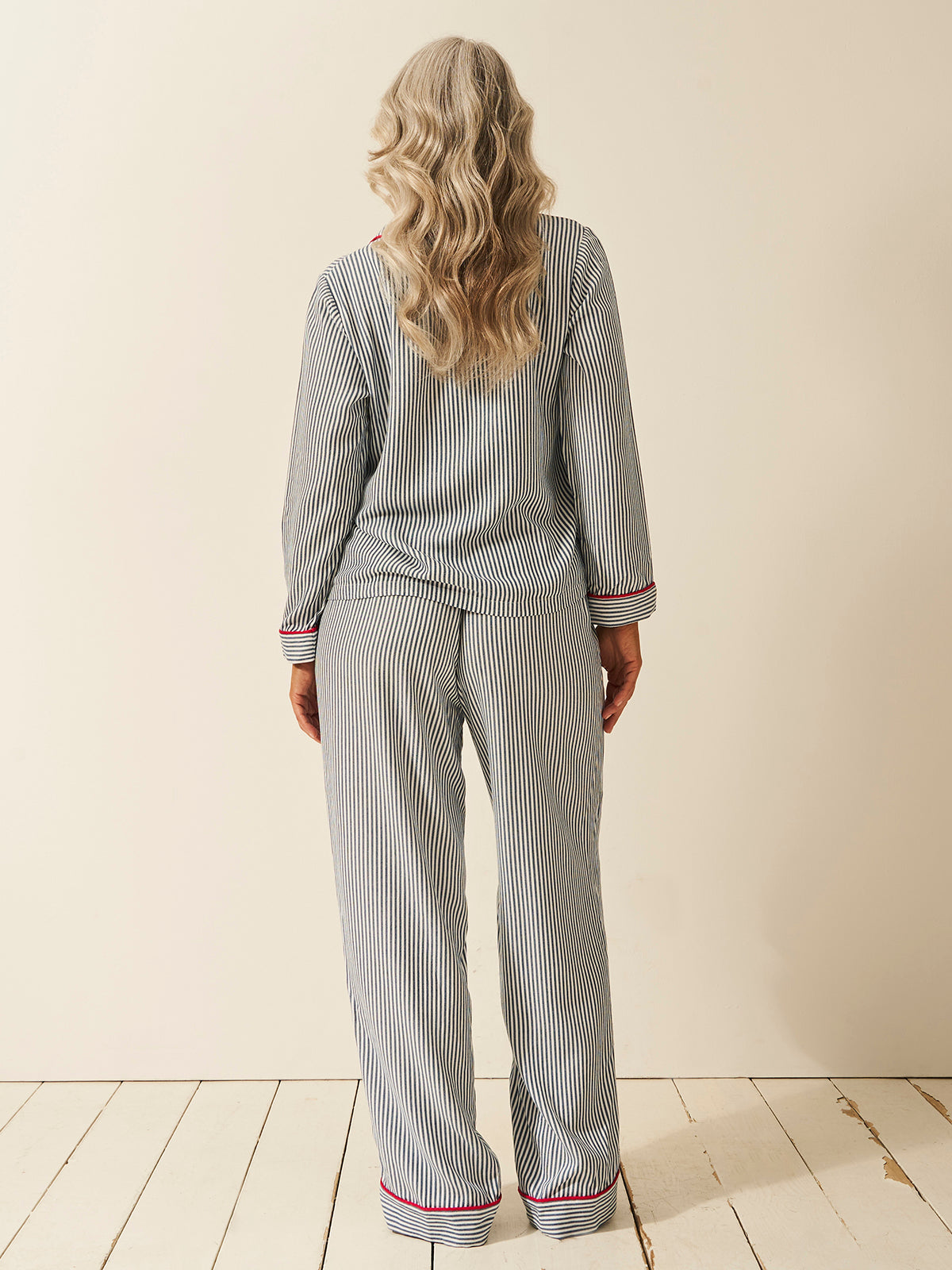 Soft Brushed Woven Pyjama Bottoms - Midnight Stripe