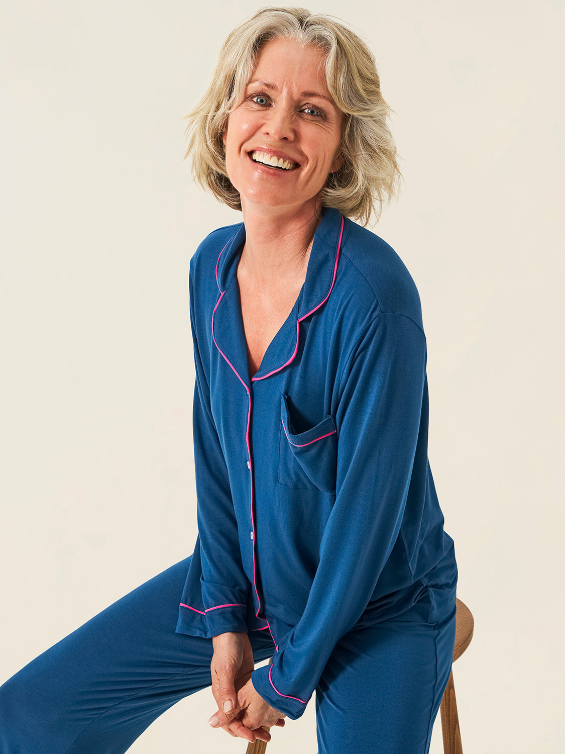 Long Pyjama Set - Midnight and Raspberry