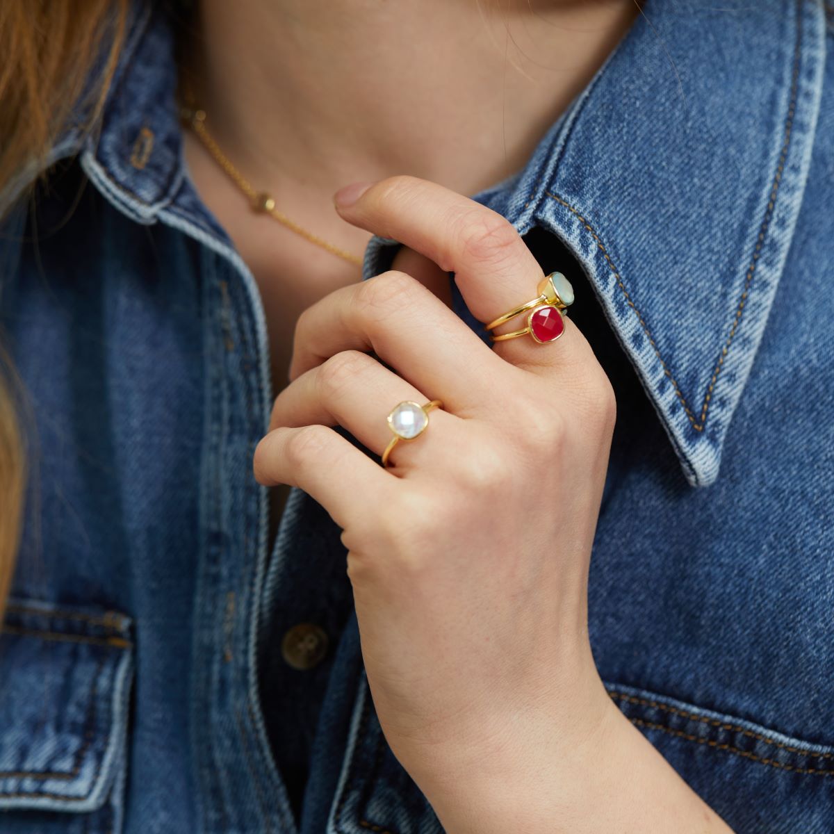 Mondello Fuchsia Pink Chalcedony Gold Vermeil Ring