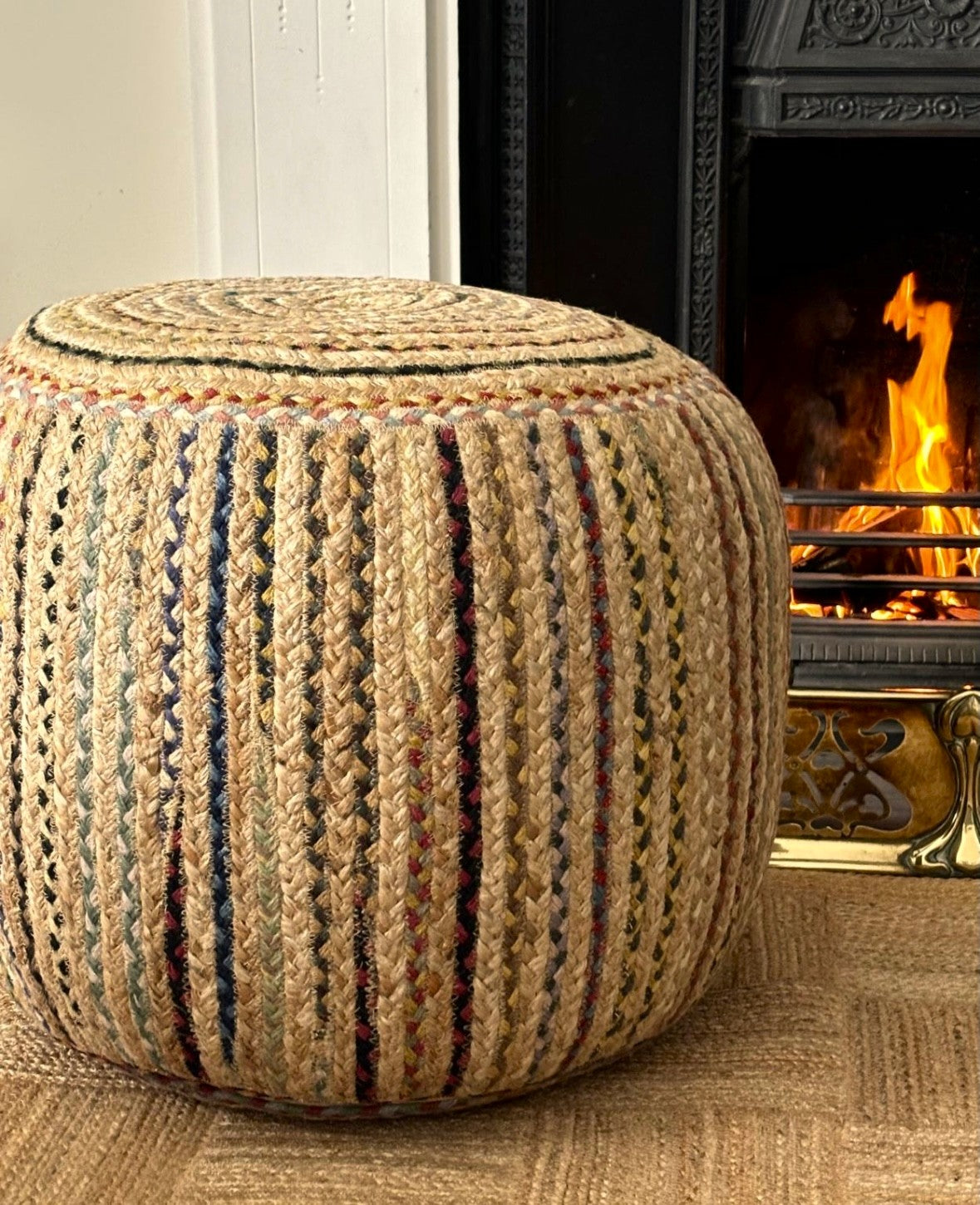 Multi Jute Pouffe Small