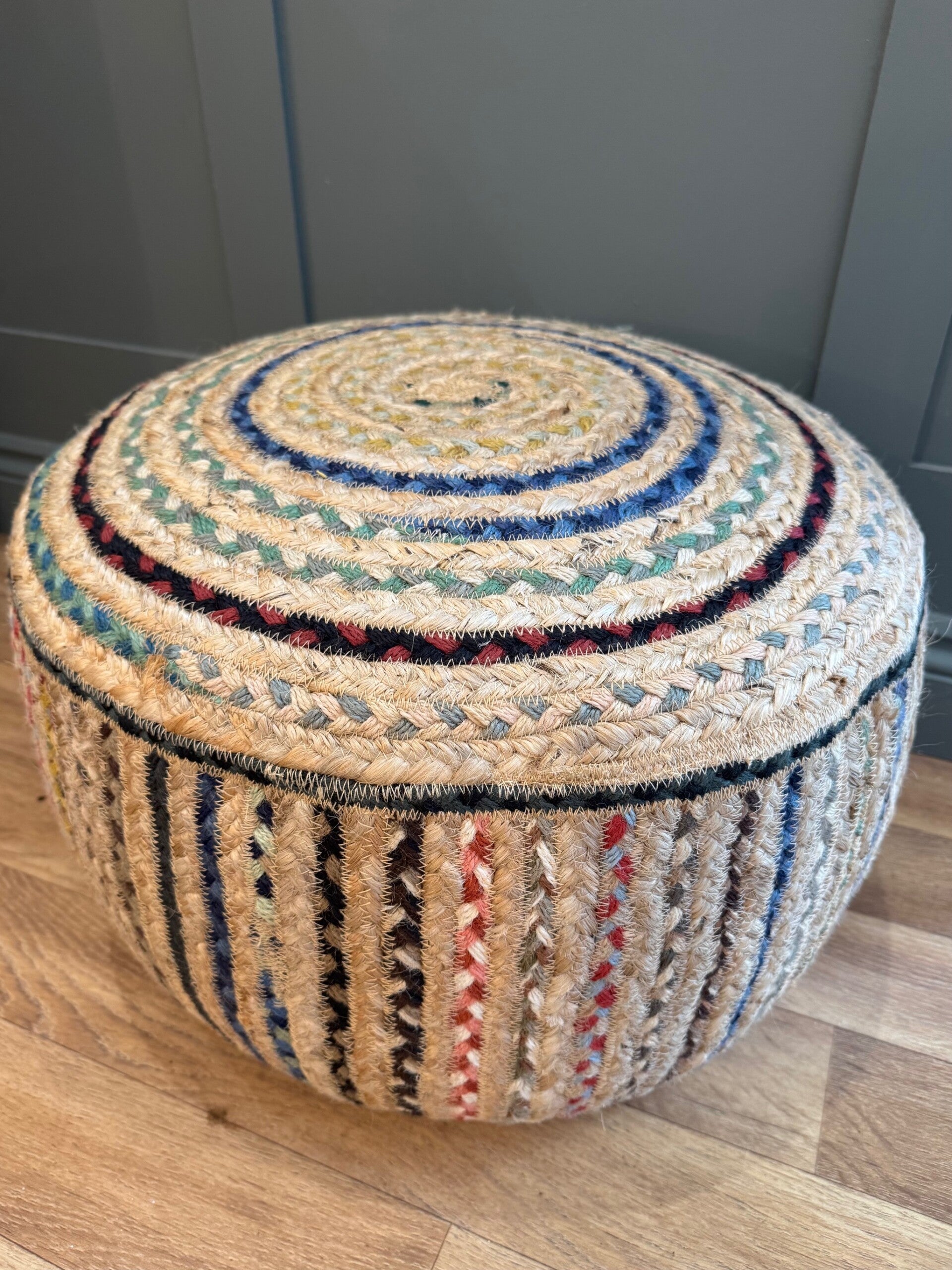 Multi Jute Pouffe Small