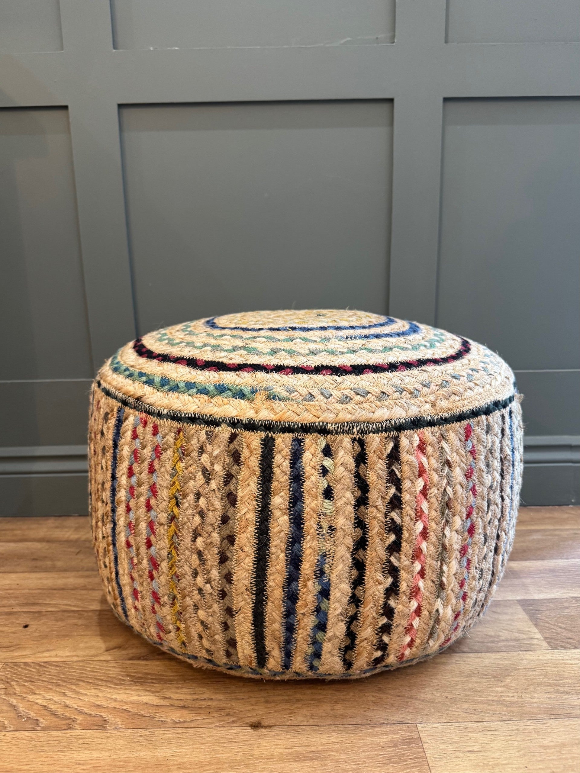 Multi Jute Pouffe Small