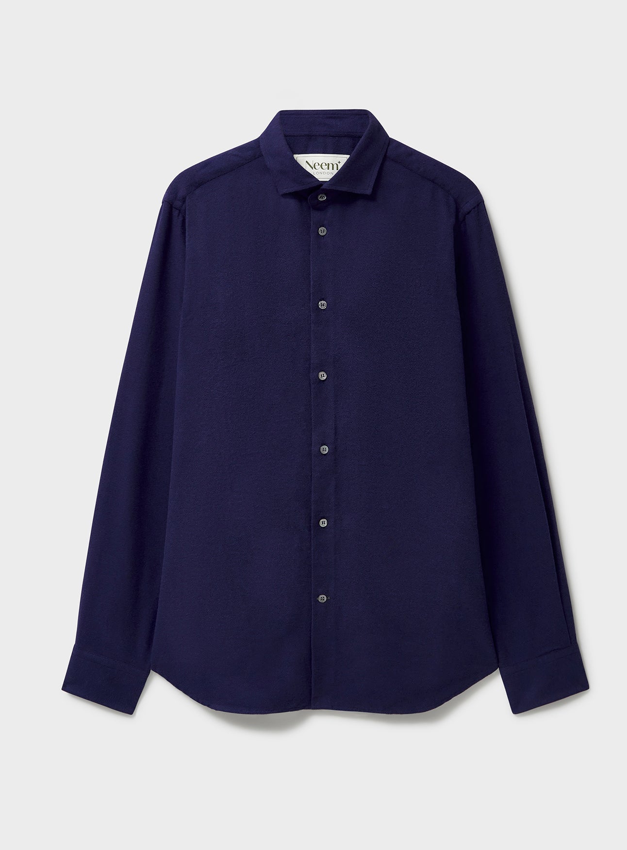 Recycled Italian Flannel Navy Cut Away Collar Shirt