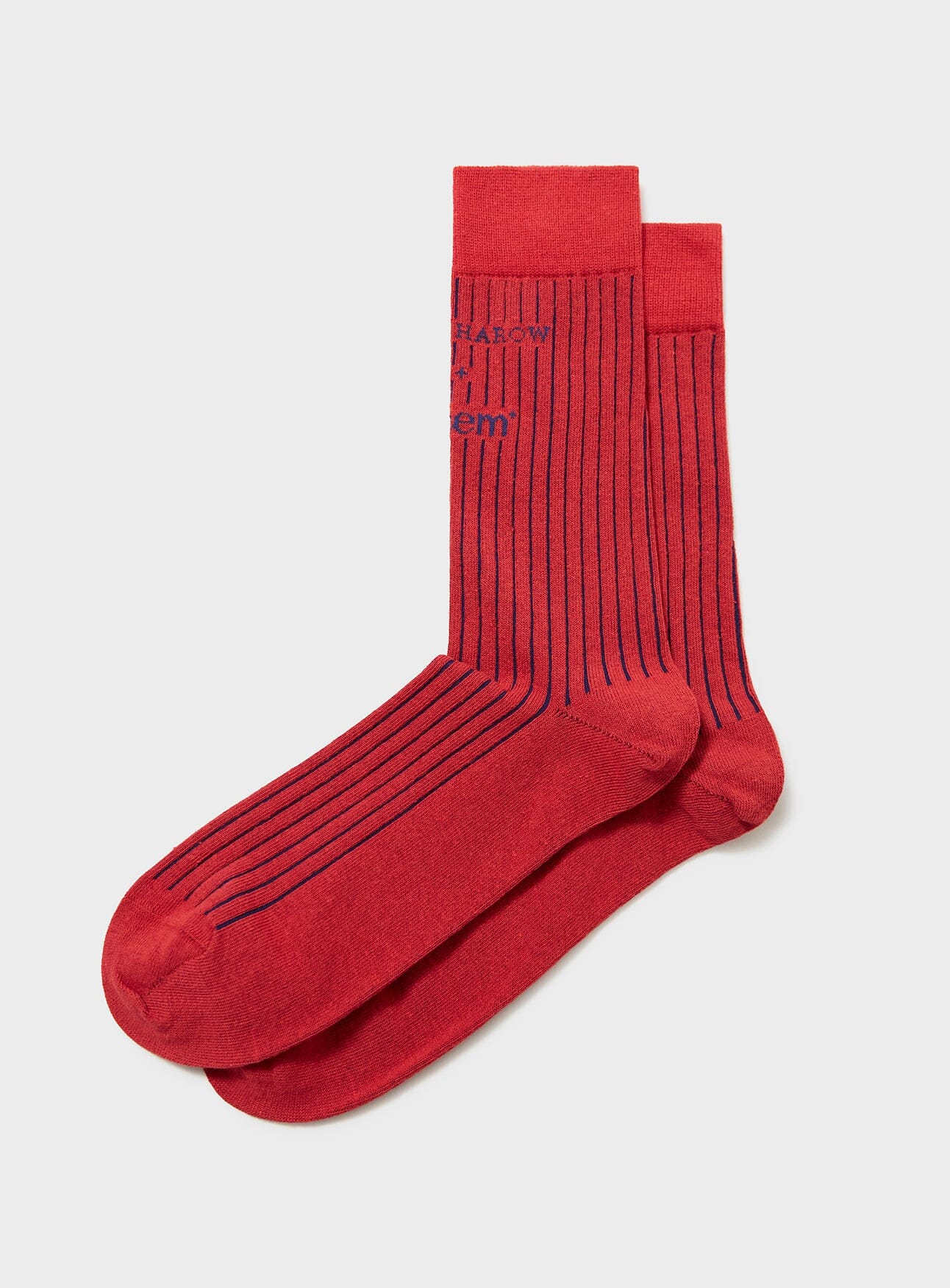 Recycled British Ribbed Cotton Red Men's Socks