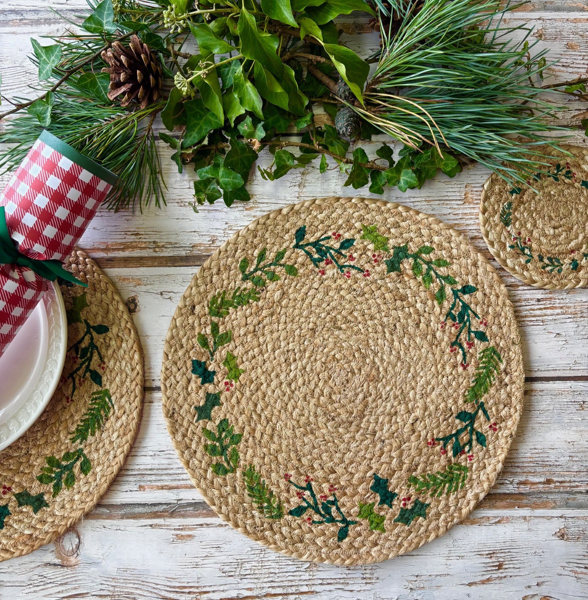 Natural Christmas Jute Placemats