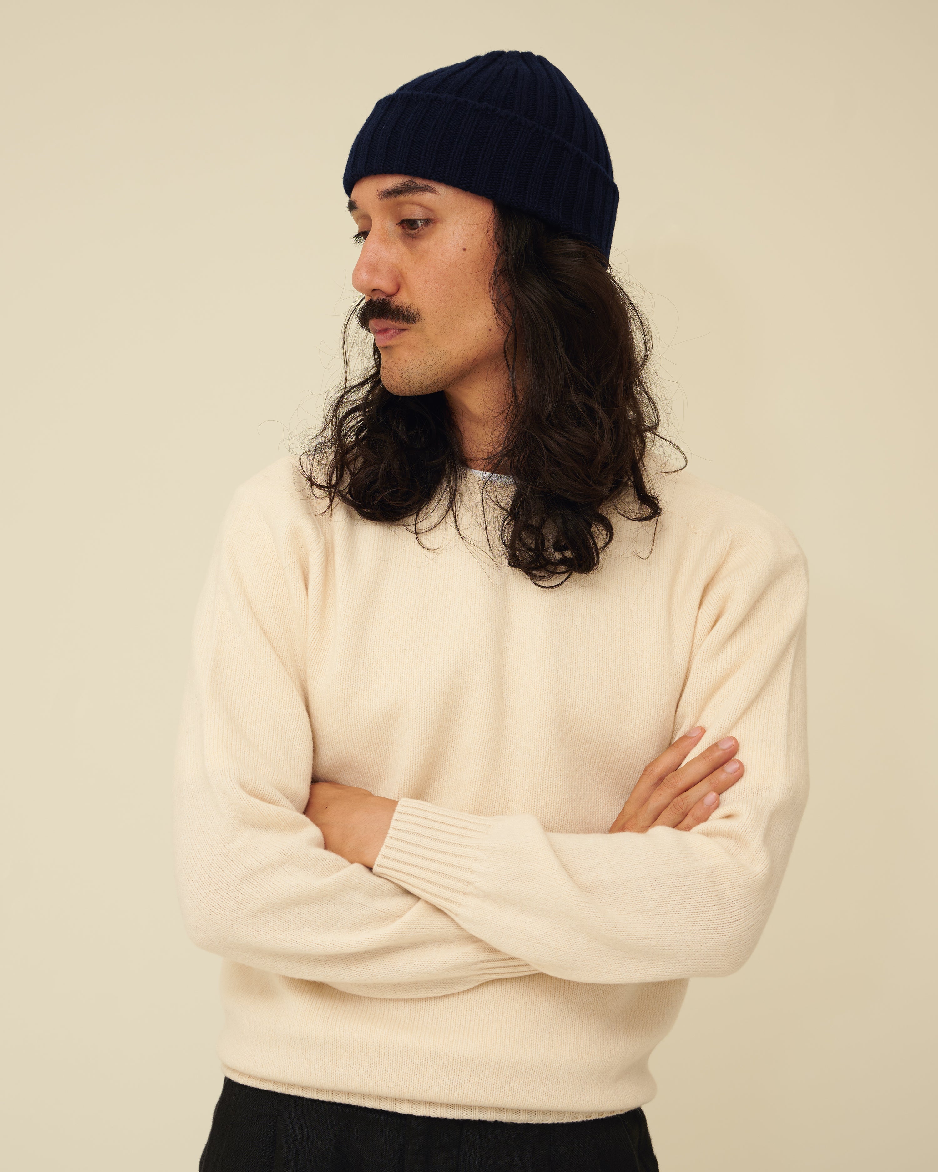 Merino Lambswool Beanie - Navy Blue