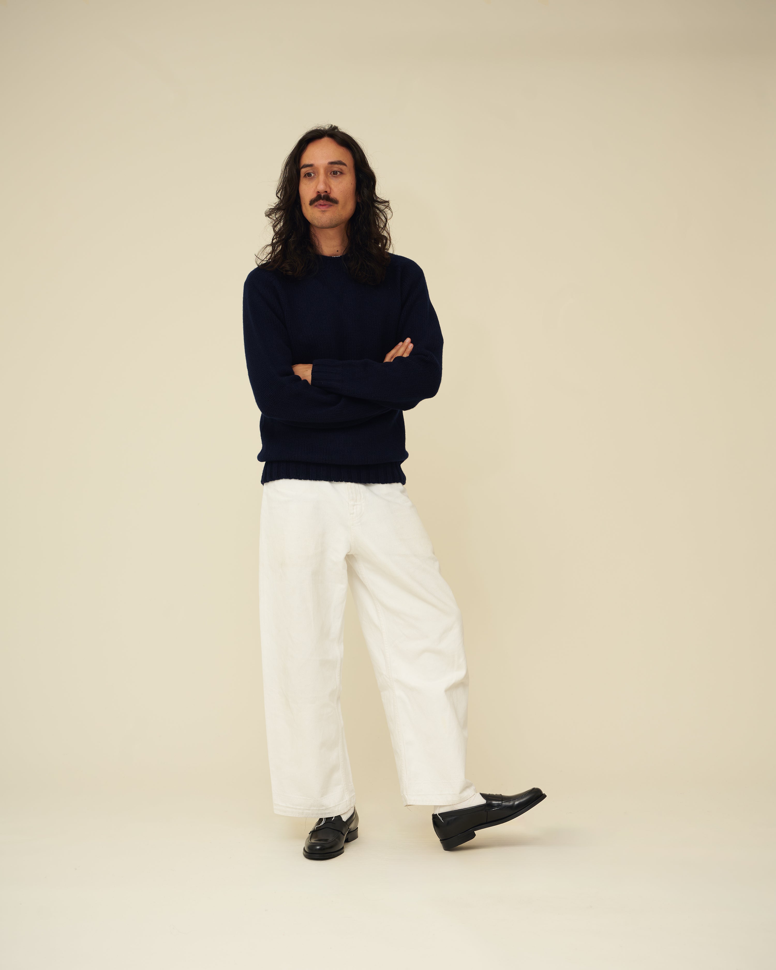 Chunky Merino Lambswool Jumper - Navy Blue