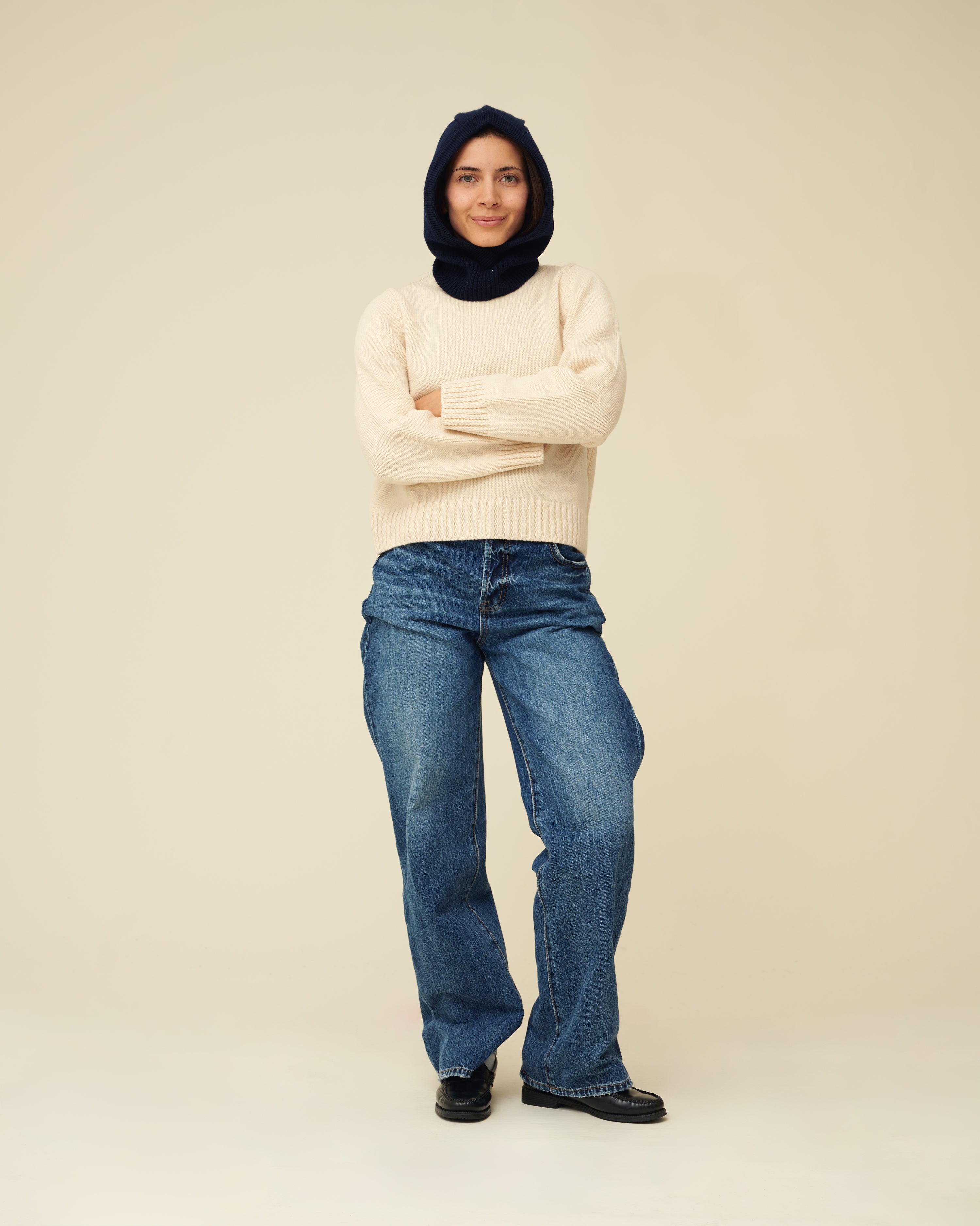 Merino Lambswool Hood - Navy Blue