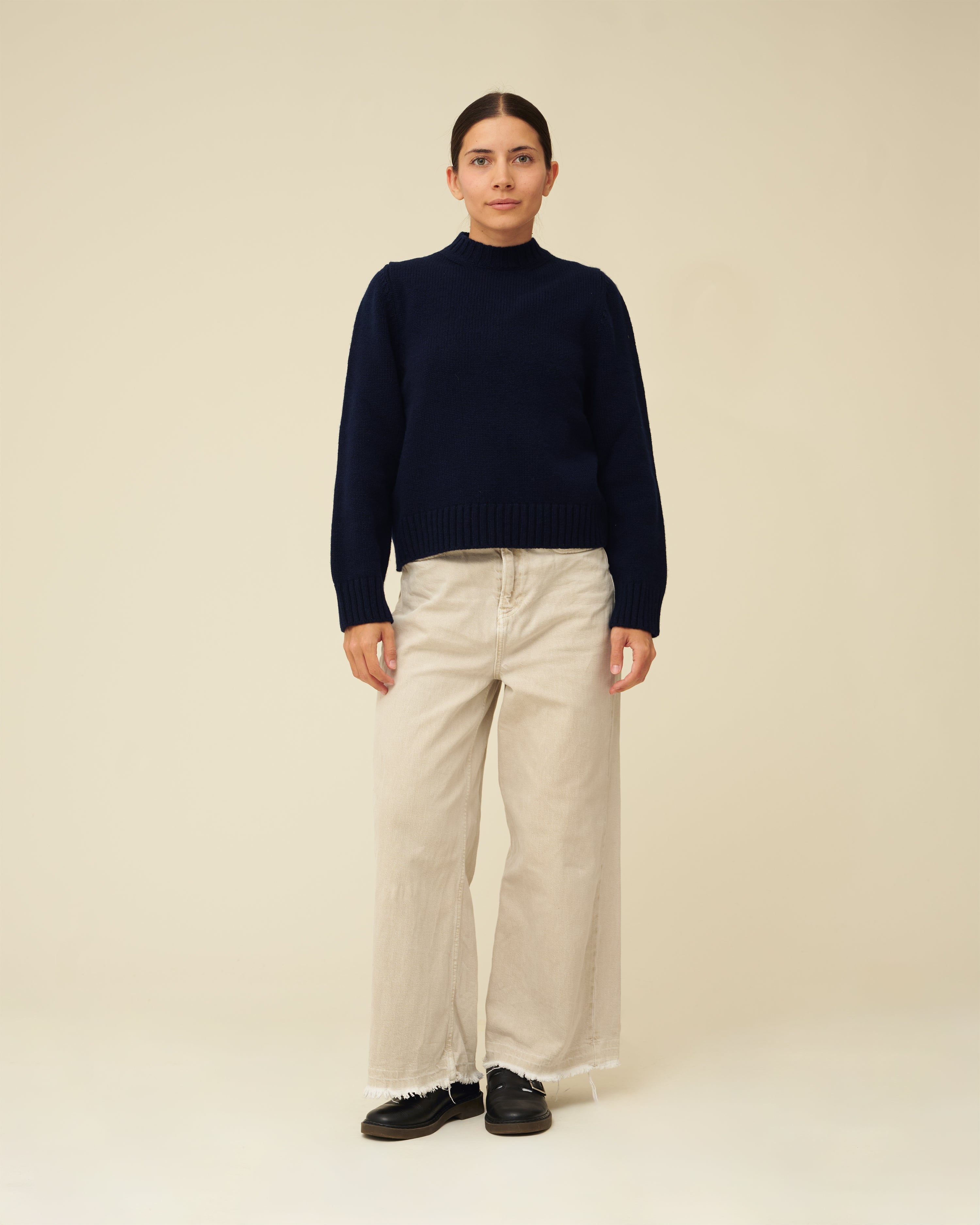 Merino Lambswool Jumper - Navy Blue