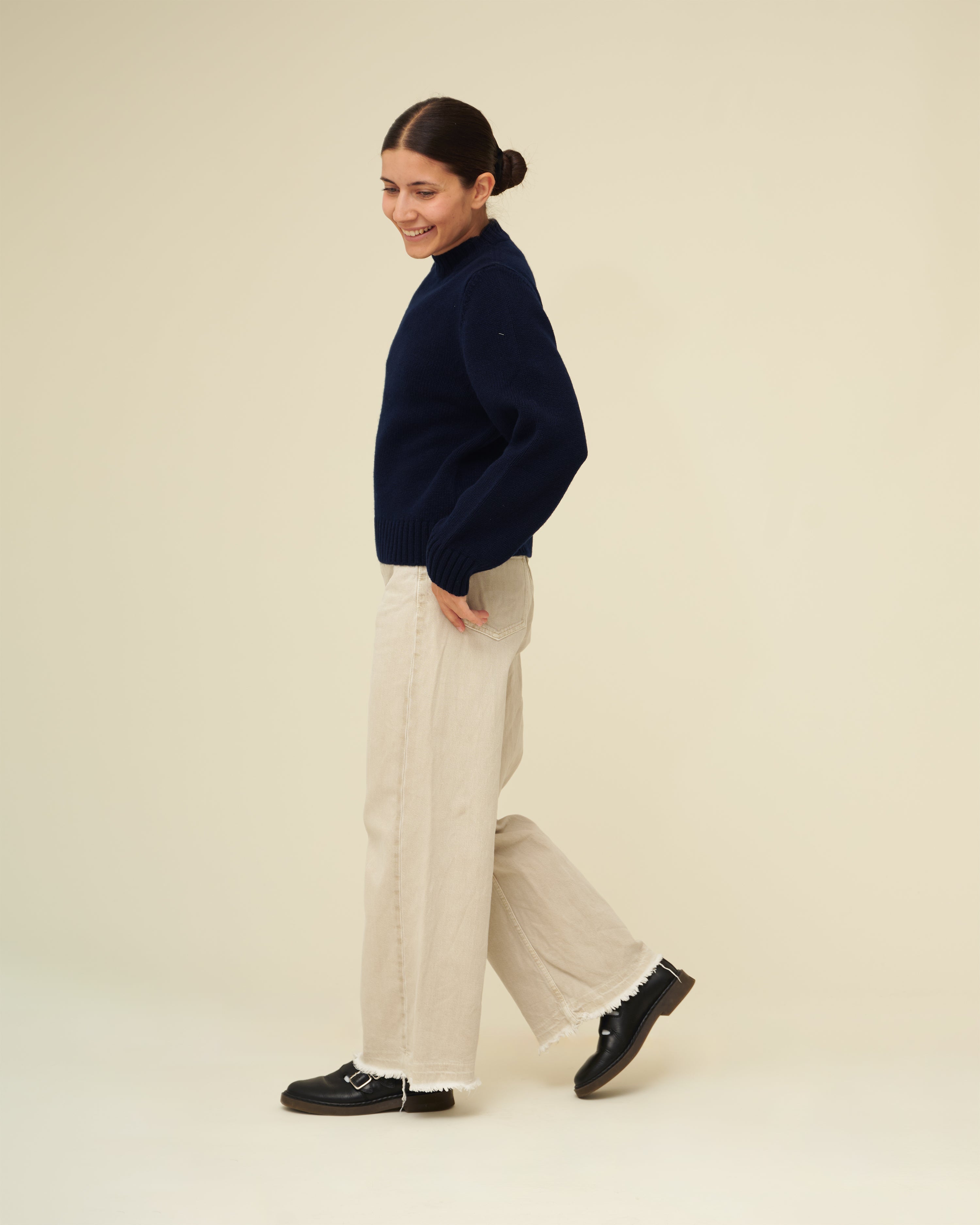 Merino Lambswool Jumper - Navy Blue