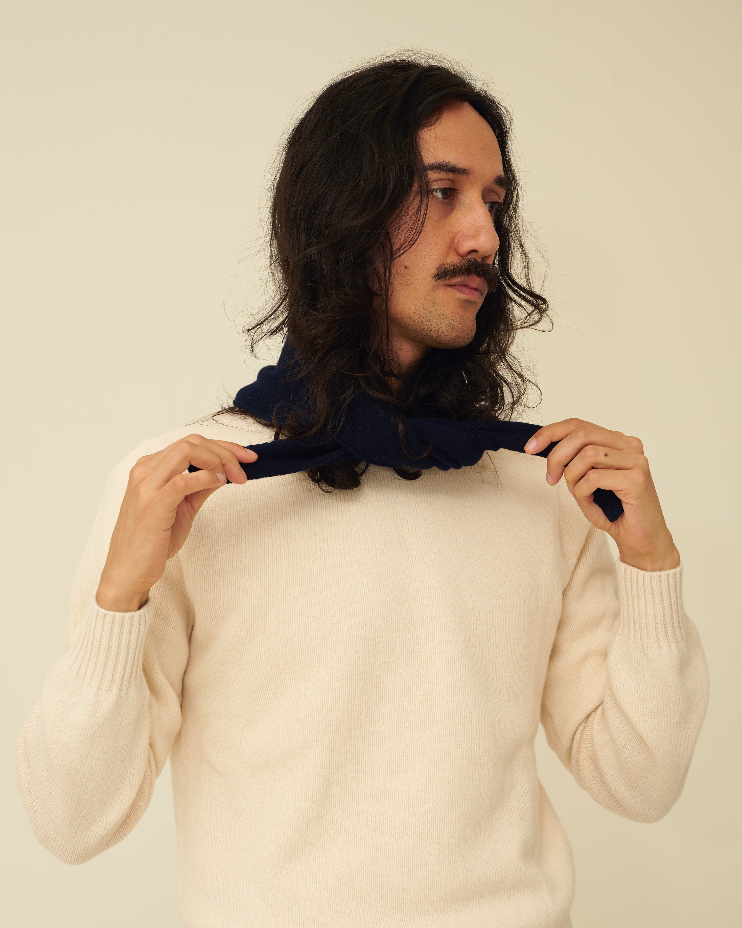 Merino Lambswool Neckerchief - Navy Blue