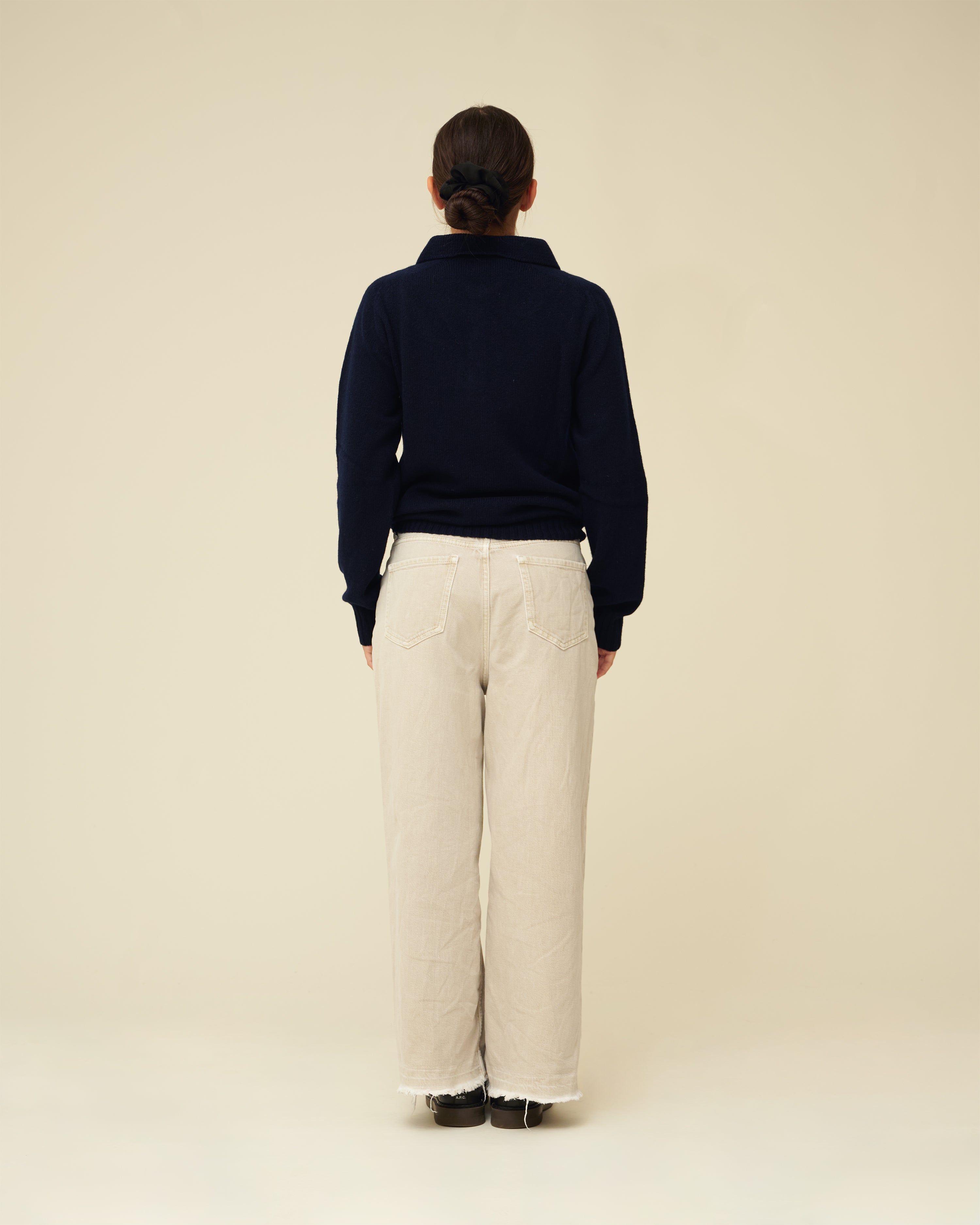 Merino Lambswool Rugby Jumper - Navy Blue (Knitted-to-Order)