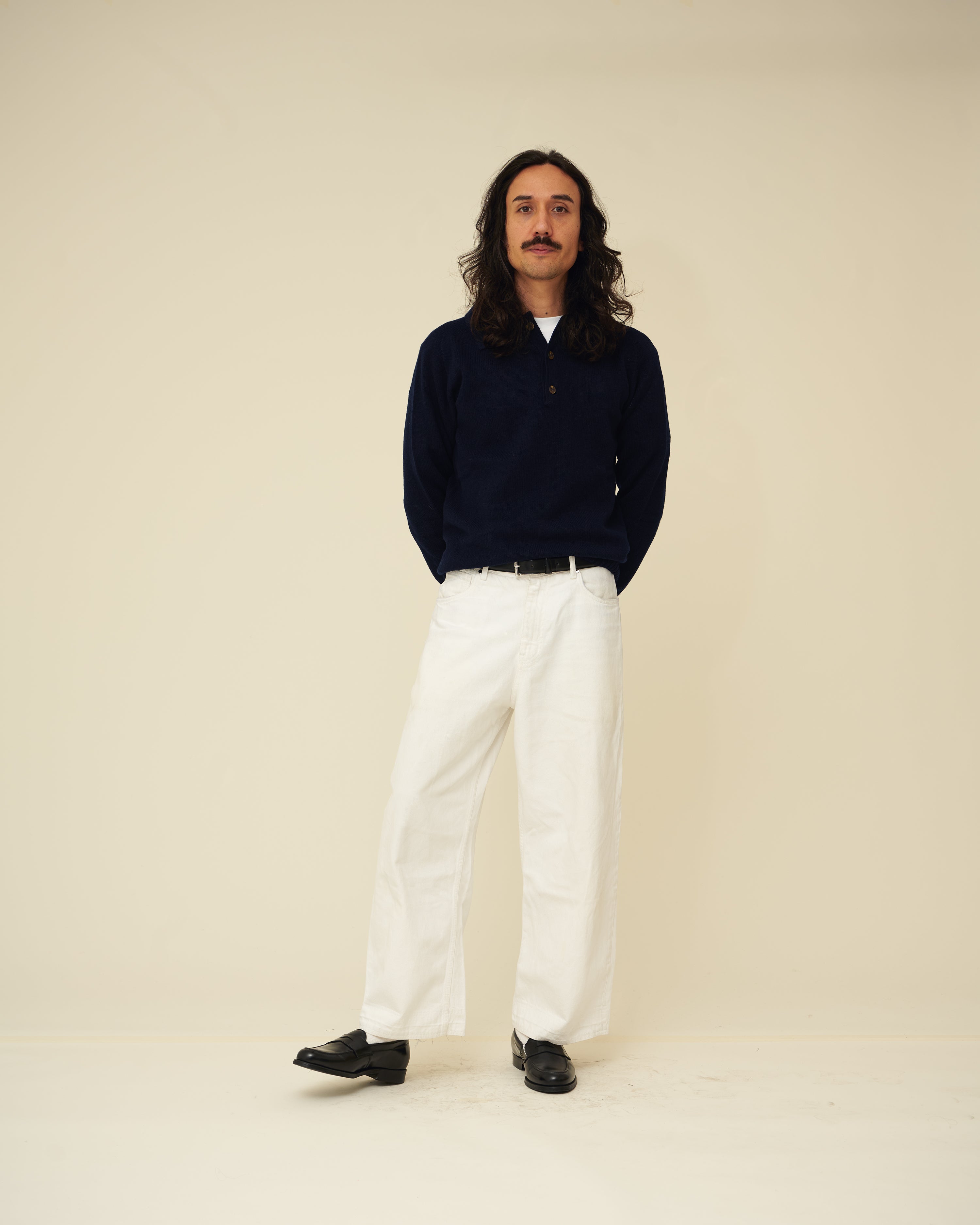 Merino Lambswool Rugby Jumper - Navy Blue
