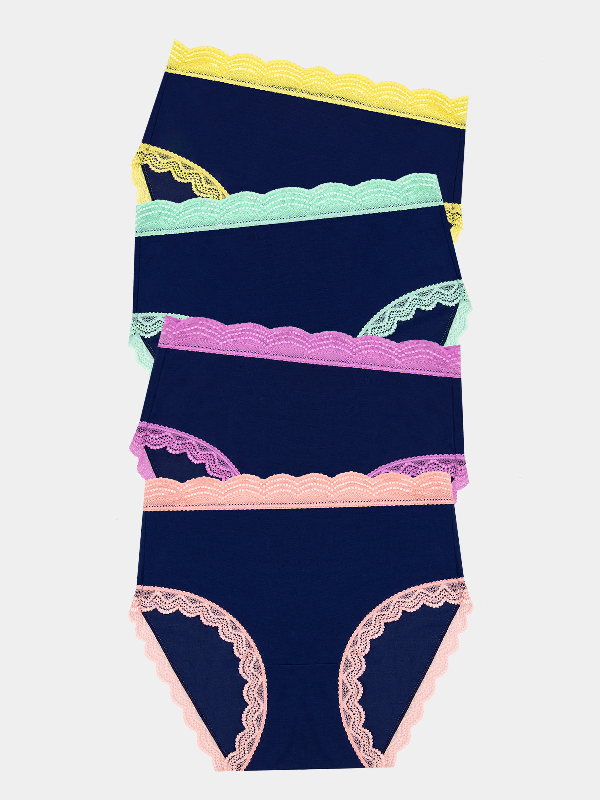 High Rise Knicker Four Pack - Navy Pastels